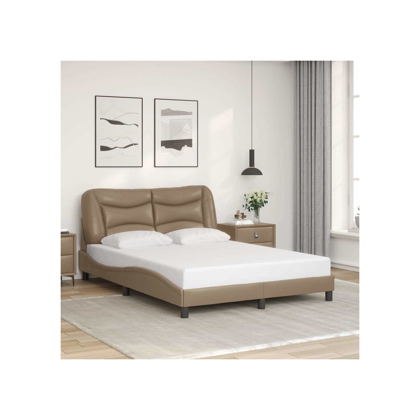 Cadre de lit sans matelas Hvar cappuccino 140x200 cm similicuir