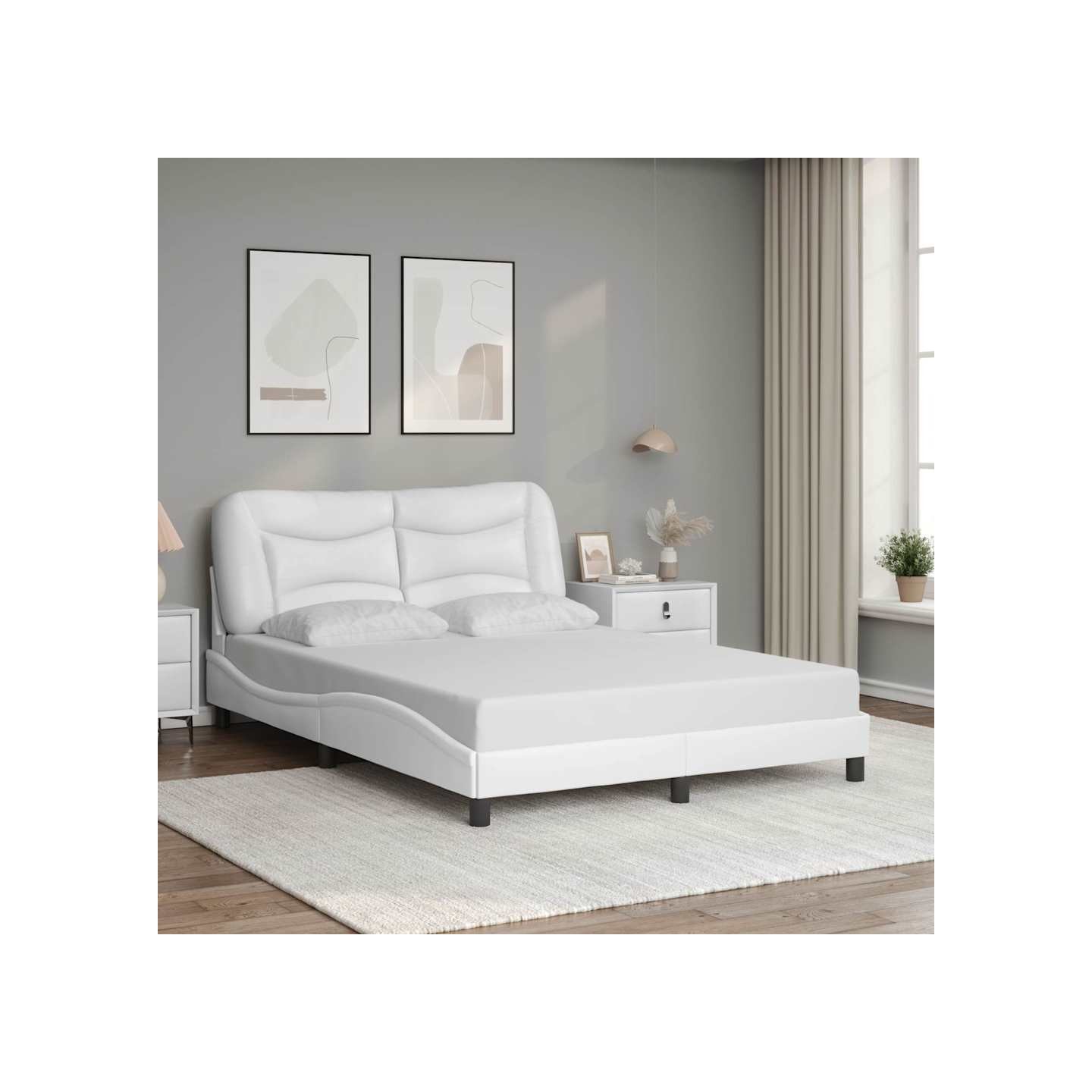 Cadre de lit sans matelas Hvar blanc 140x200 cm similicuir