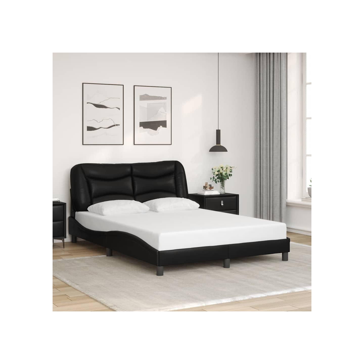 Cadre de lit sans matelas Hvar noir 120x200 cm similicuir
