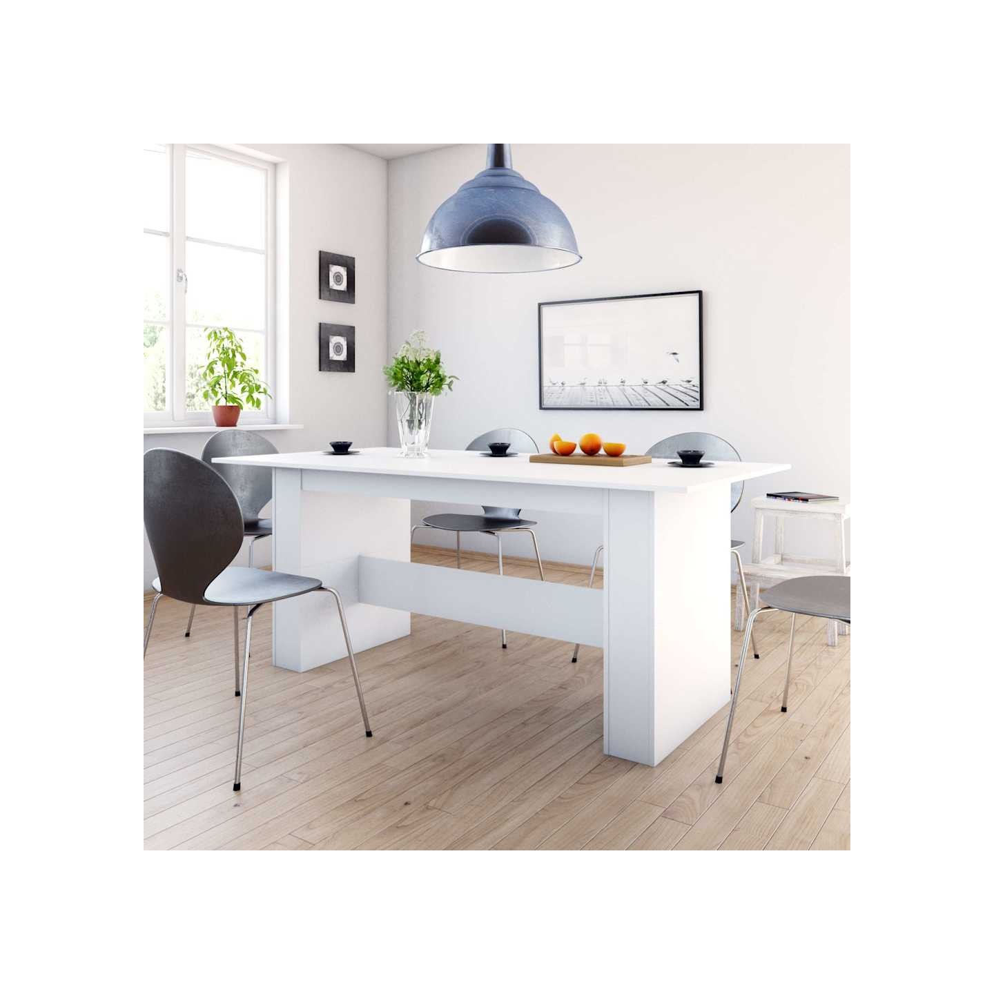 Table à manger Blanc 180x90x76 cm Bois d’ingénierie