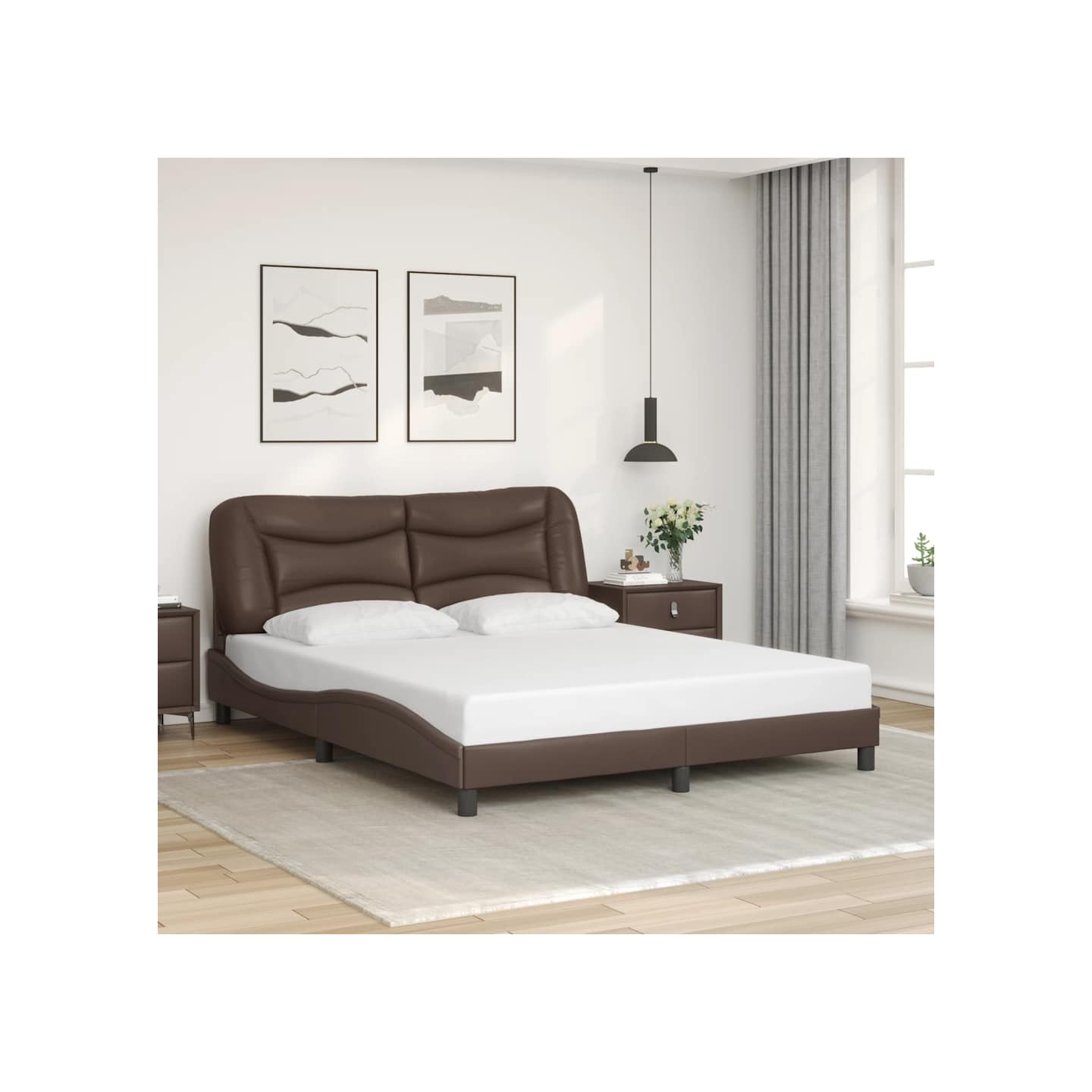 Cadre de lit sans matelas Hvar marron 160x200 cm similicuir