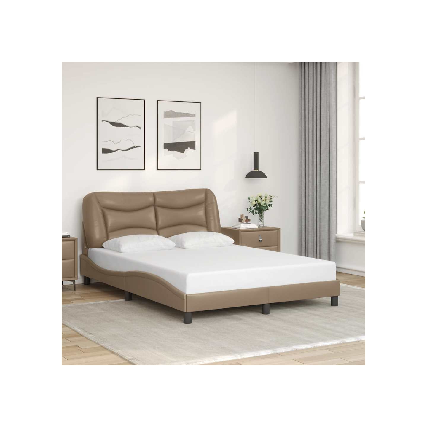 Cadre de lit sans matelas Hvar cappuccino 140x190 cm similicuir