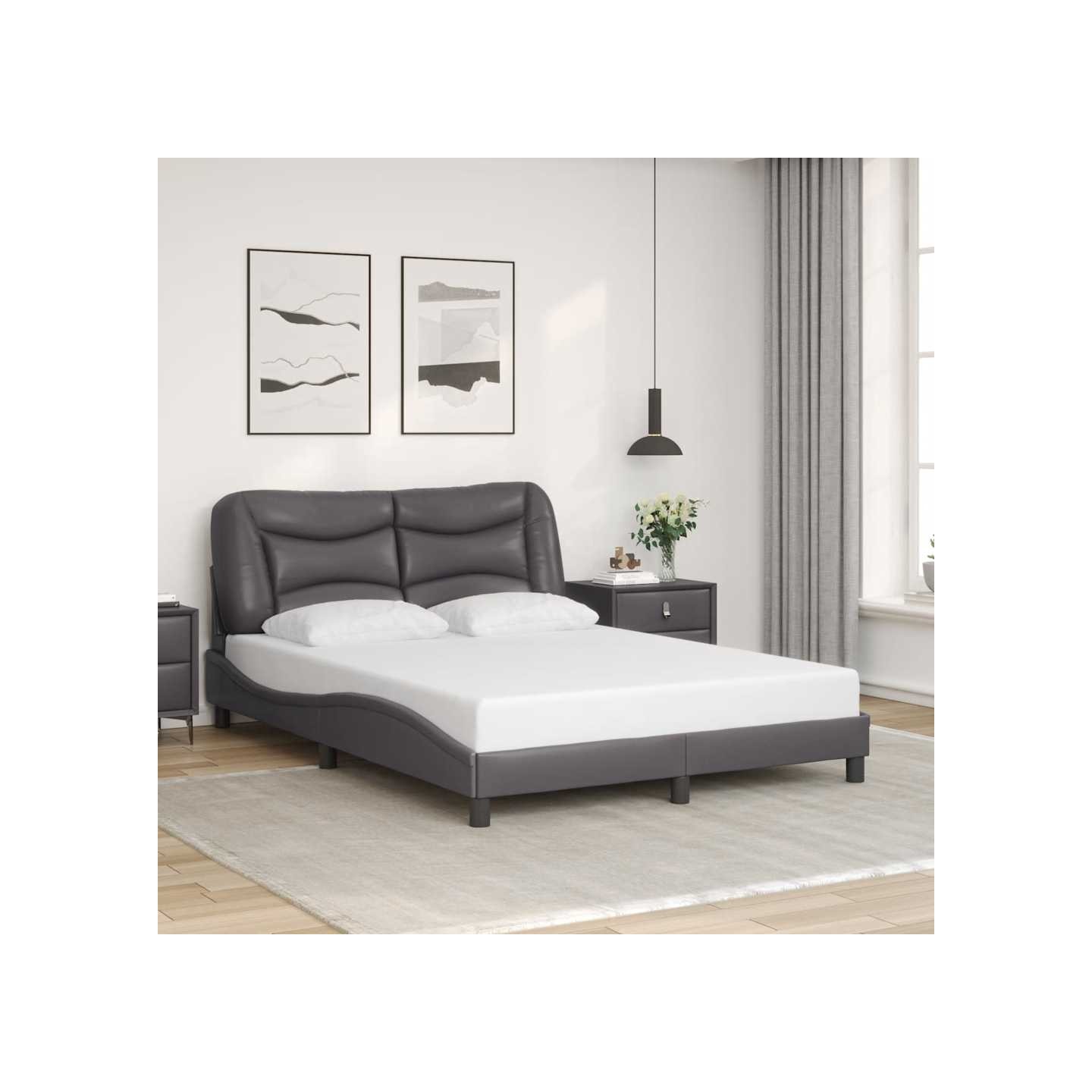 Cadre de lit sans matelas Hvar gris 140x200 cm similicuir