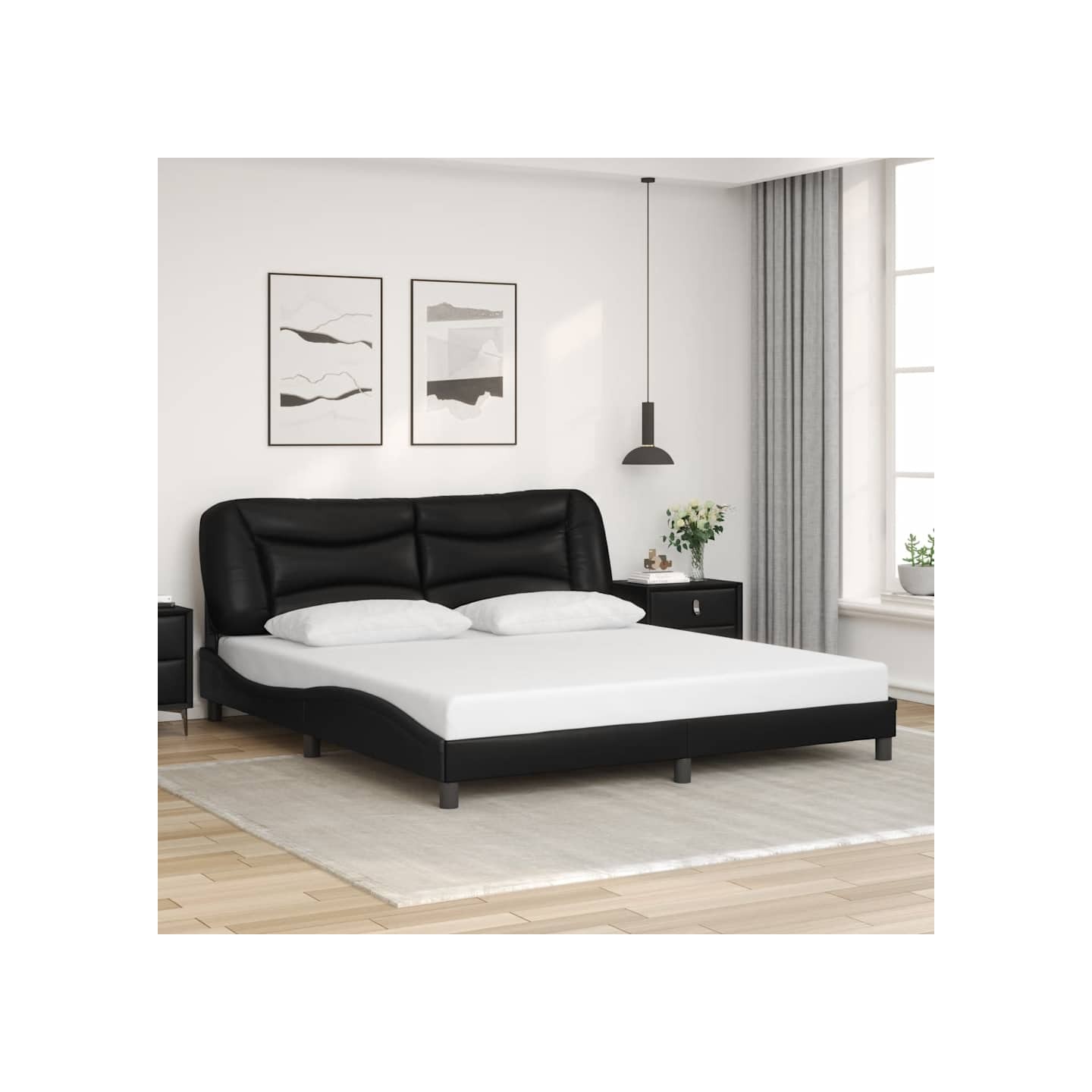 Cadre de lit sans matelas Hvar noir 180x200 cm similicuir