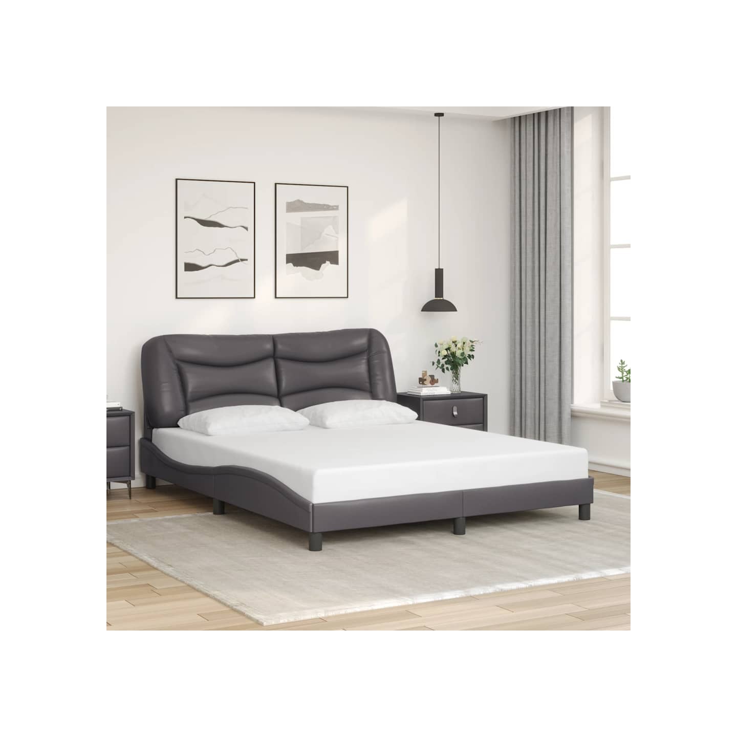 Cadre de lit sans matelas Hvar gris 160x200 cm similicuir