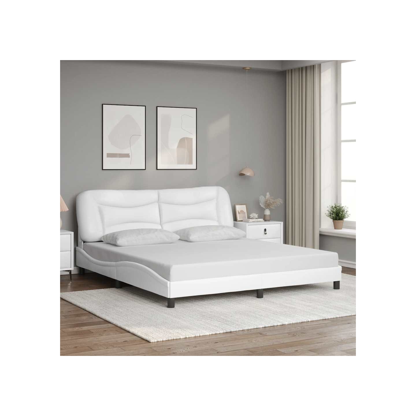 Cadre de lit sans matelas Hvar blanc 180x200 cm similicuir