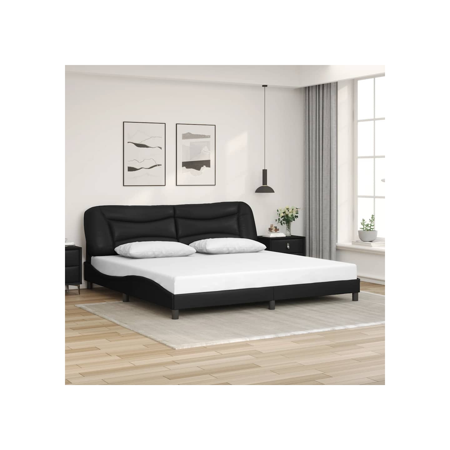 Cadre de lit sans matelas Hvar noir 200x200 cm similicuir