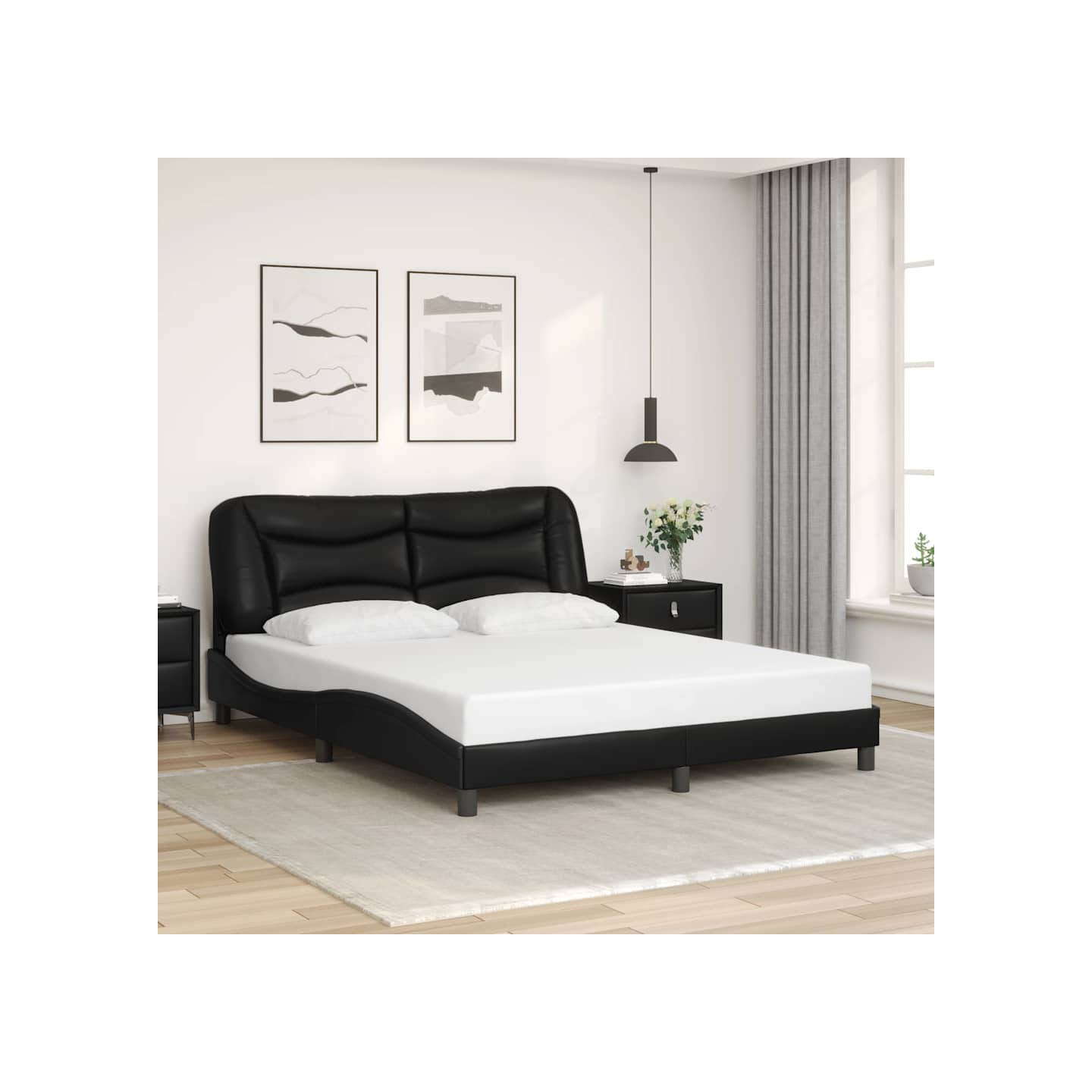 Cadre de lit sans matelas Hvar noir 160x200 cm similicuir
