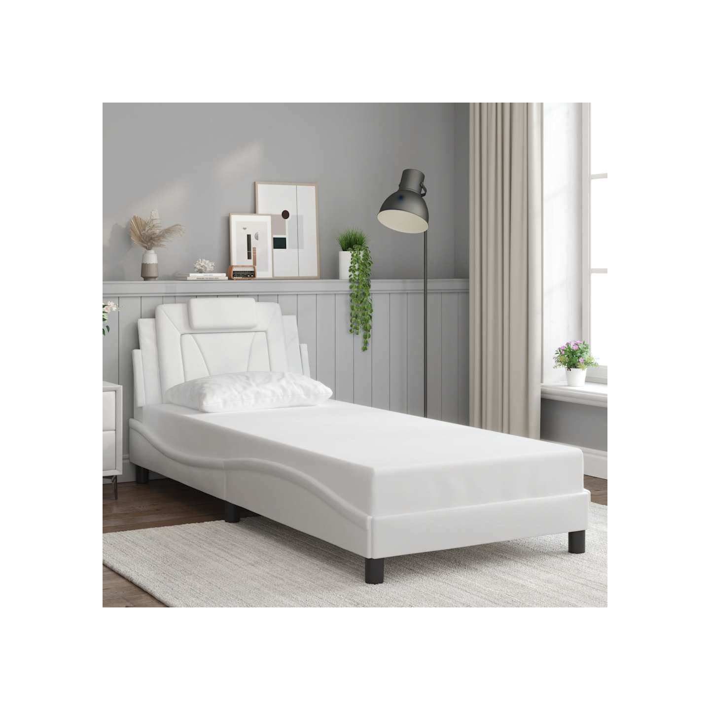 Cadre de lit Viana sans matelas blanc 80x200 cm similicuir