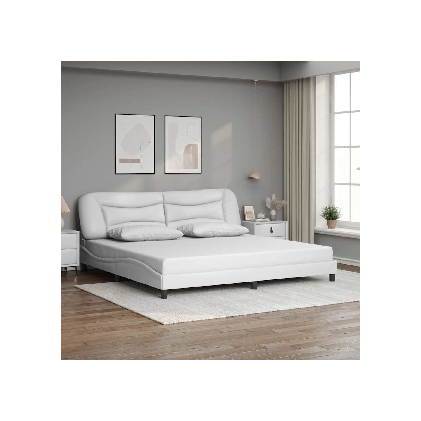Cadre de lit sans matelas Hvar blanc 200x200 cm similicuir