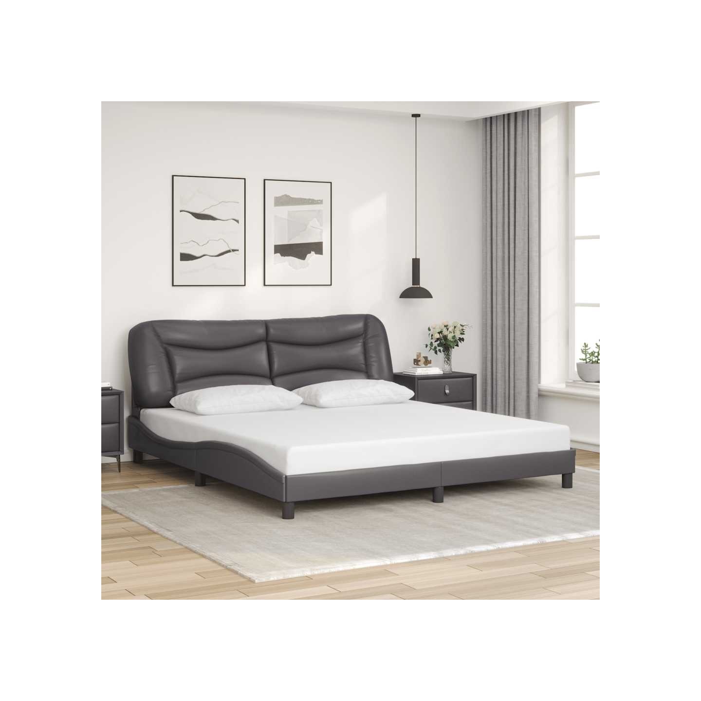 Cadre de lit sans matelas Hvar gris 180x200 cm similicuir