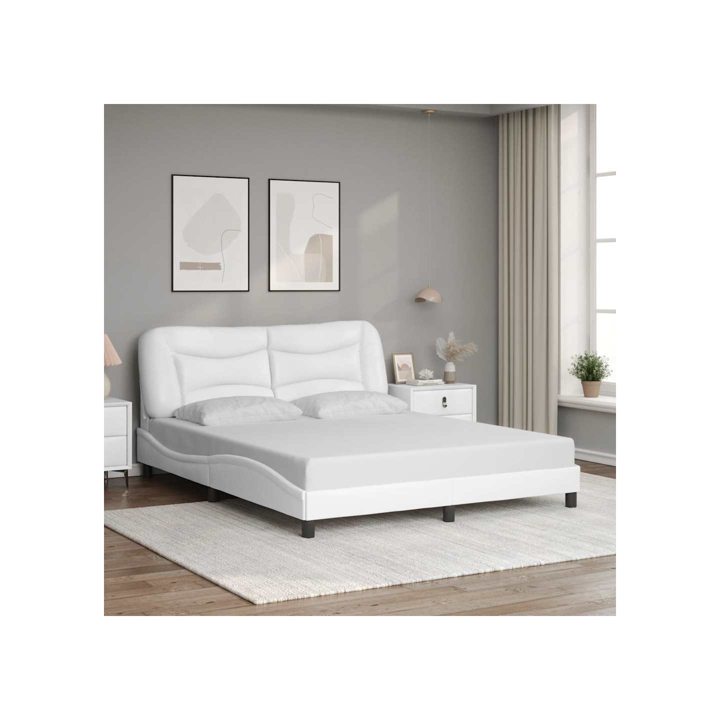 Cadre de lit sans matelas Hvar blanc 160x200 cm similicuir