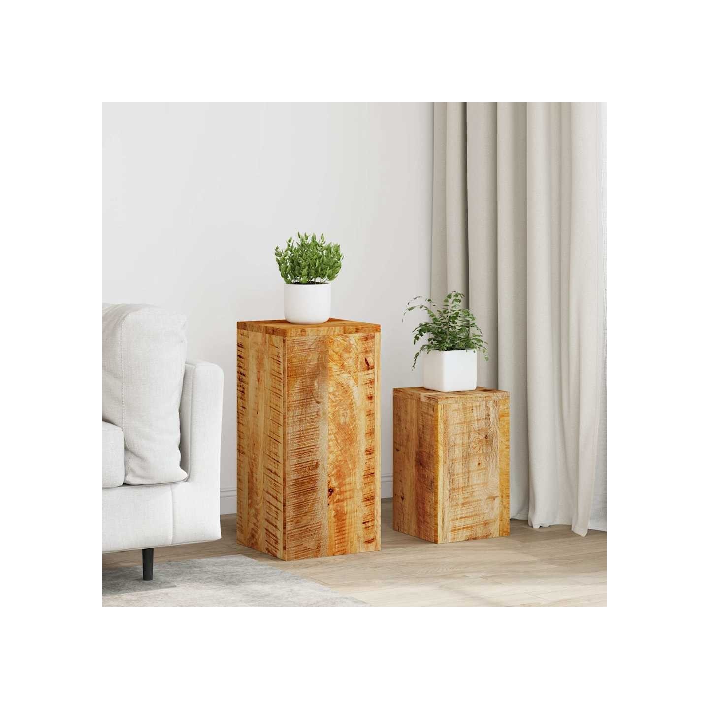 Supports pour plantes 2 pcs bois solide de manguier