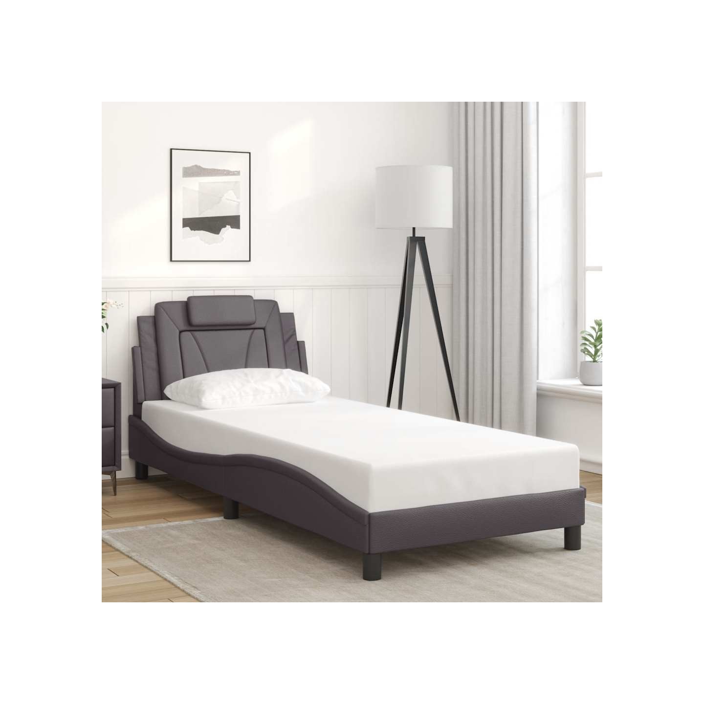 Cadre de lit Viana sans matelas gris 80x200 cm similicuir