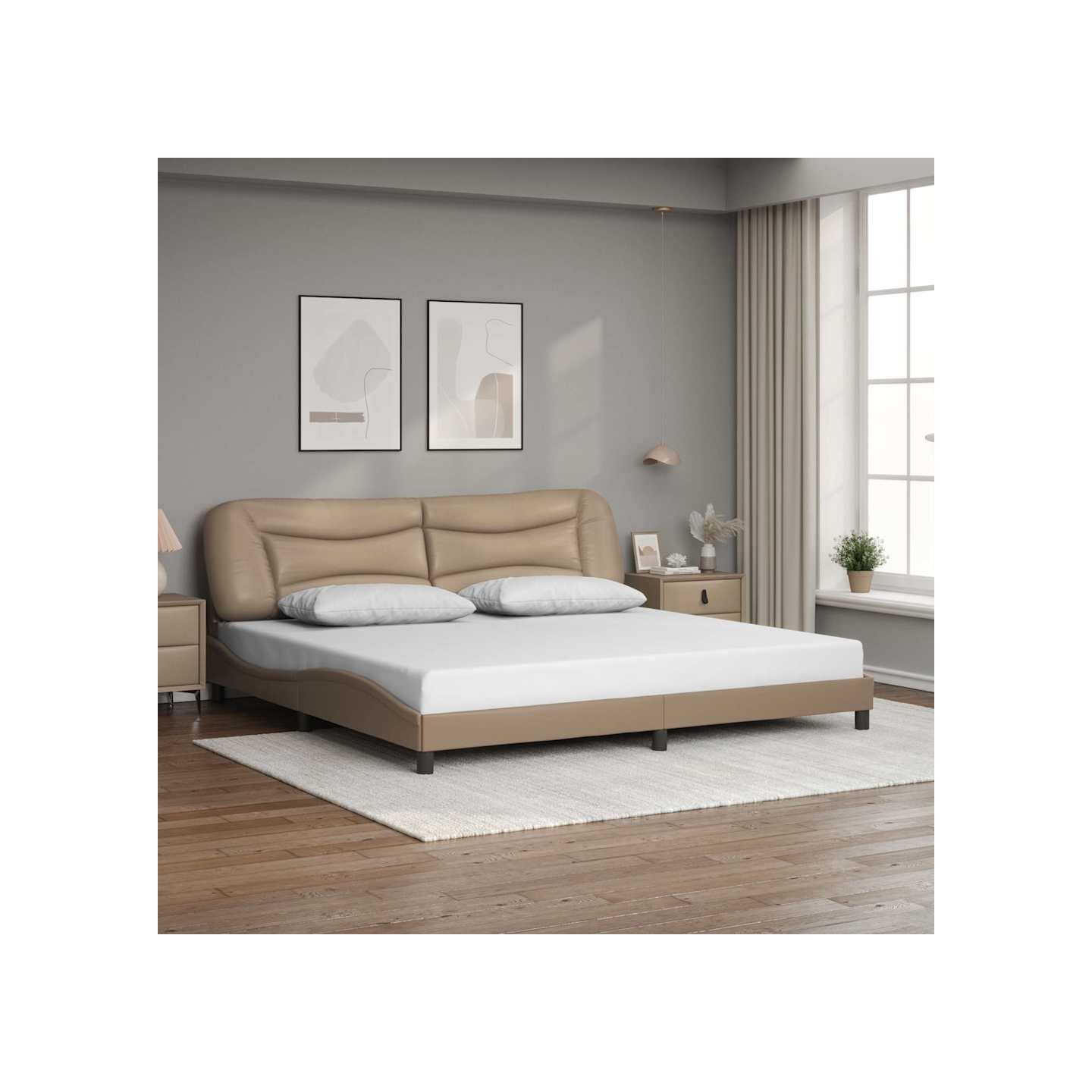 Cadre de lit sans matelas Hvar cappuccino 200x200 cm similicuir