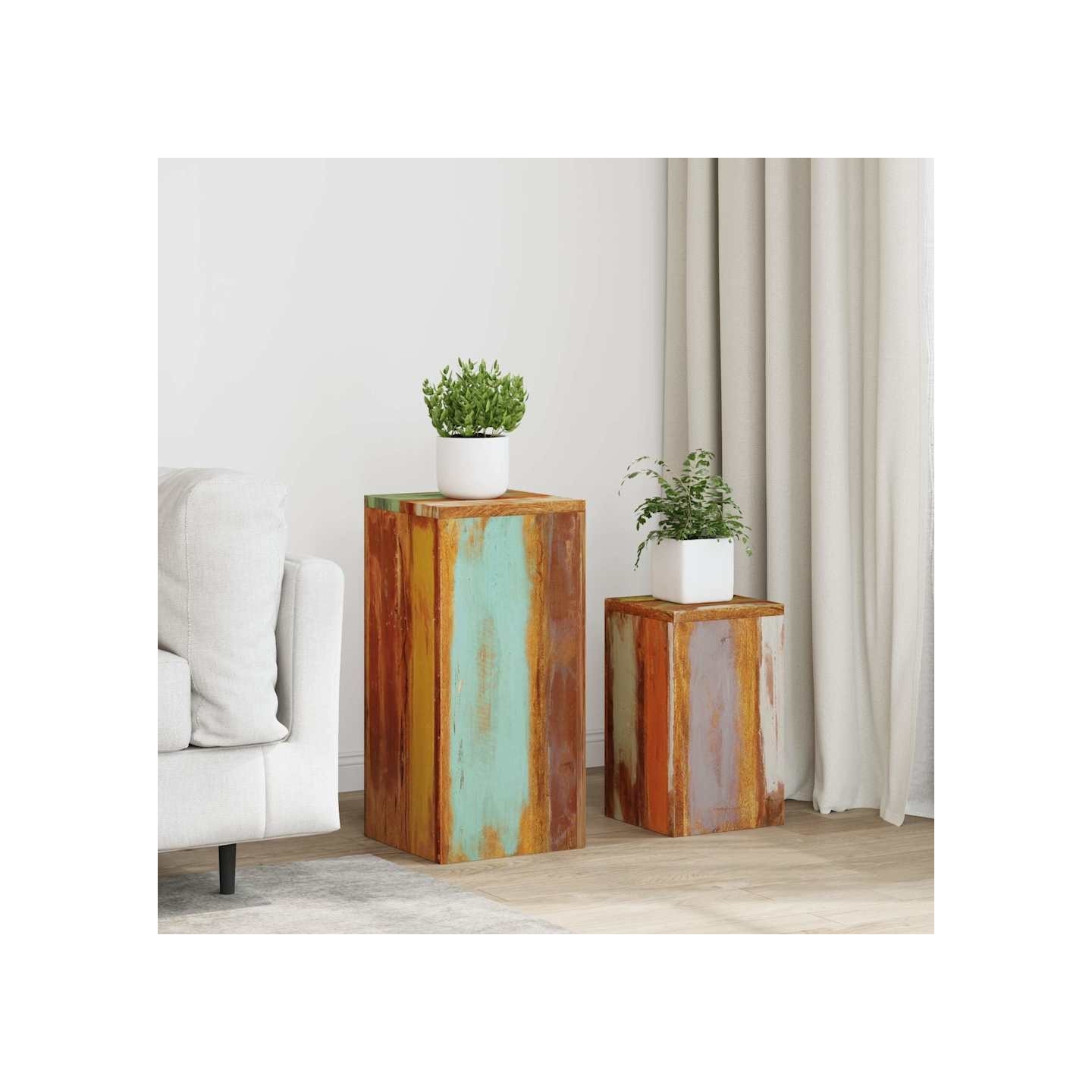 Supports pour plantes 2 pcs bois de récupération massif
