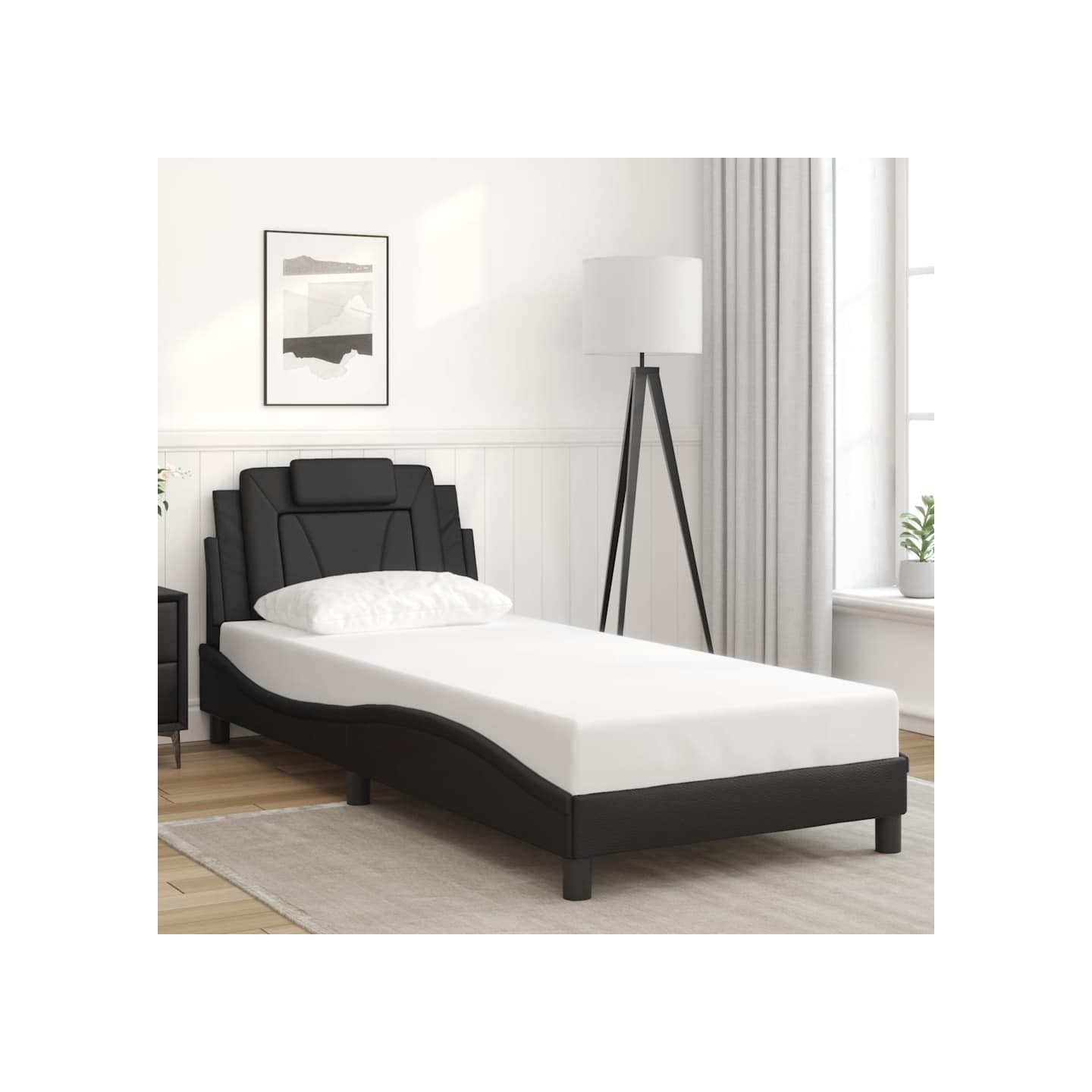 Cadre de lit Viana sans matelas noir 90x190 cm similicuir