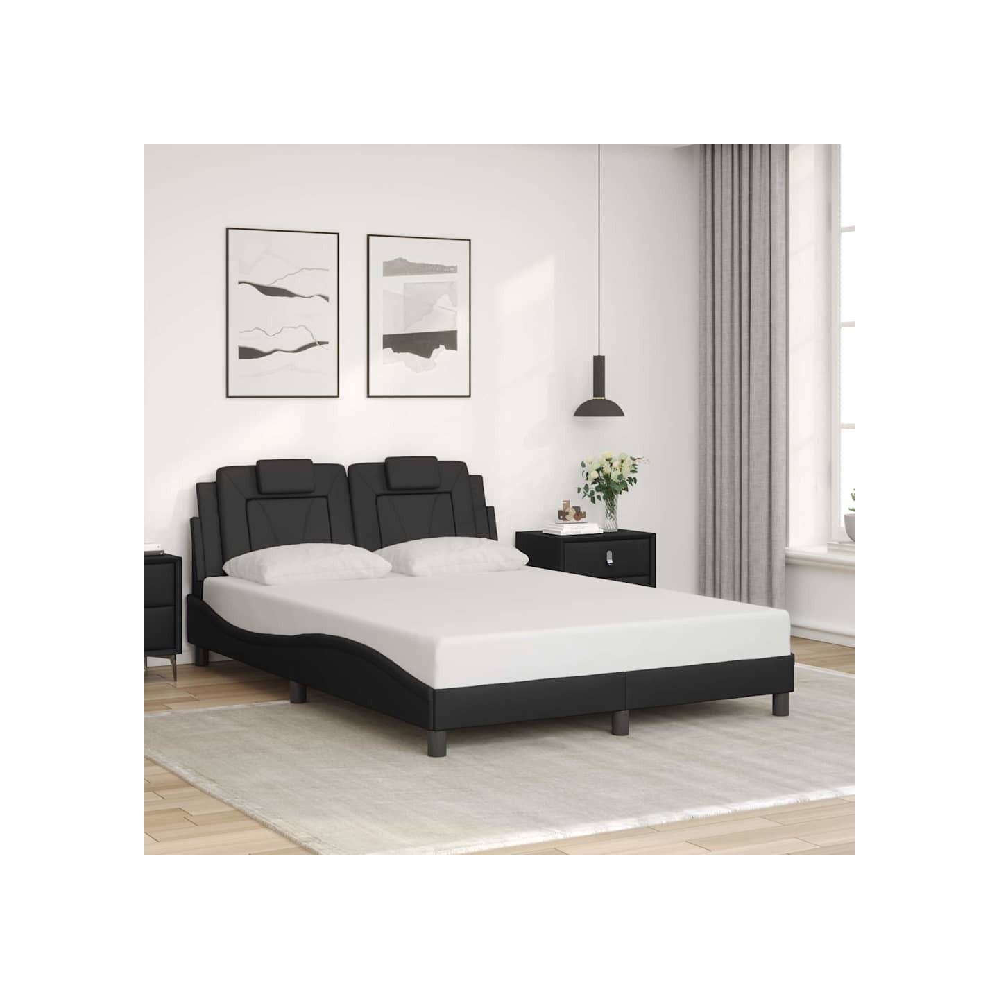 Cadre de lit Viana sans matelas noir 120x200 cm similicuir