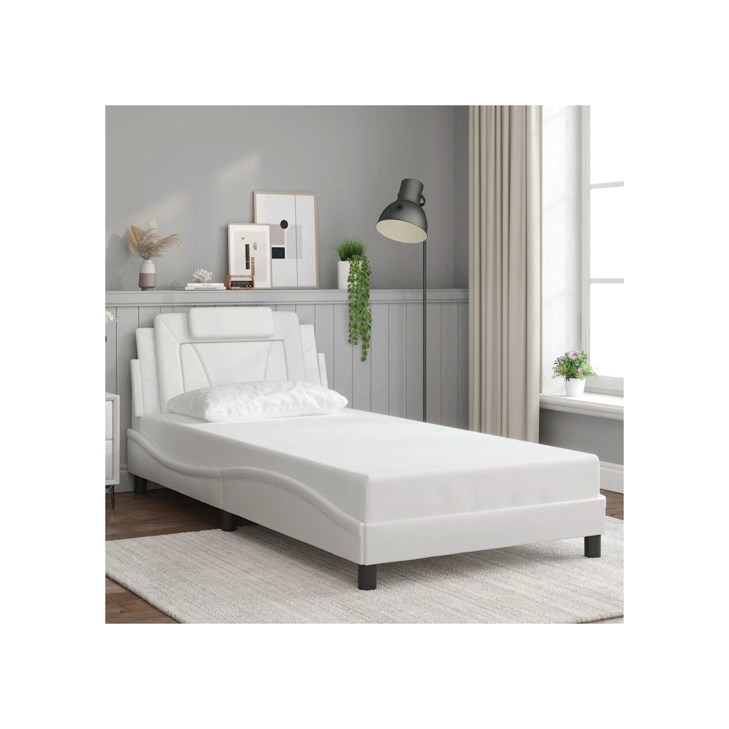 Cadre de lit Viana sans matelas blanc 100x200 cm similicuir