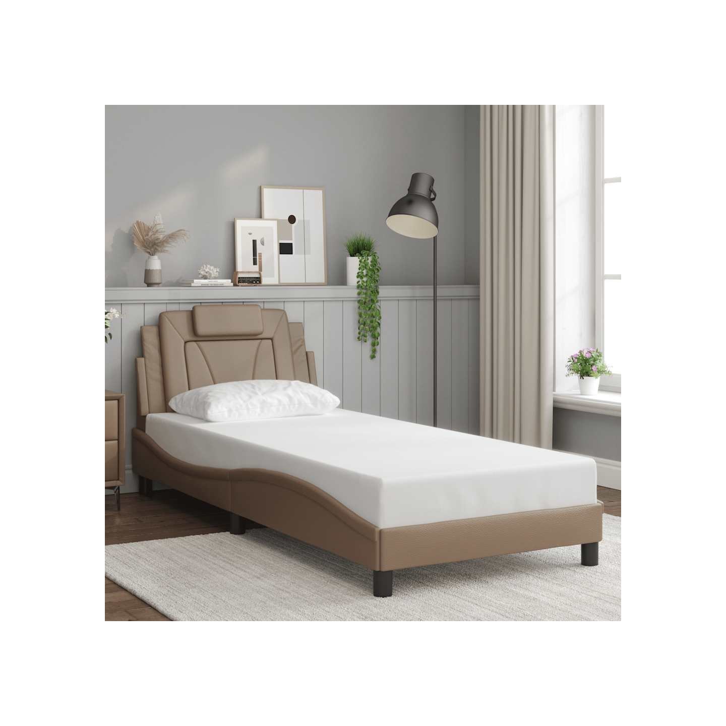Cadre de lit Viana sans matelas cappuccino 90x200 cm similicuir