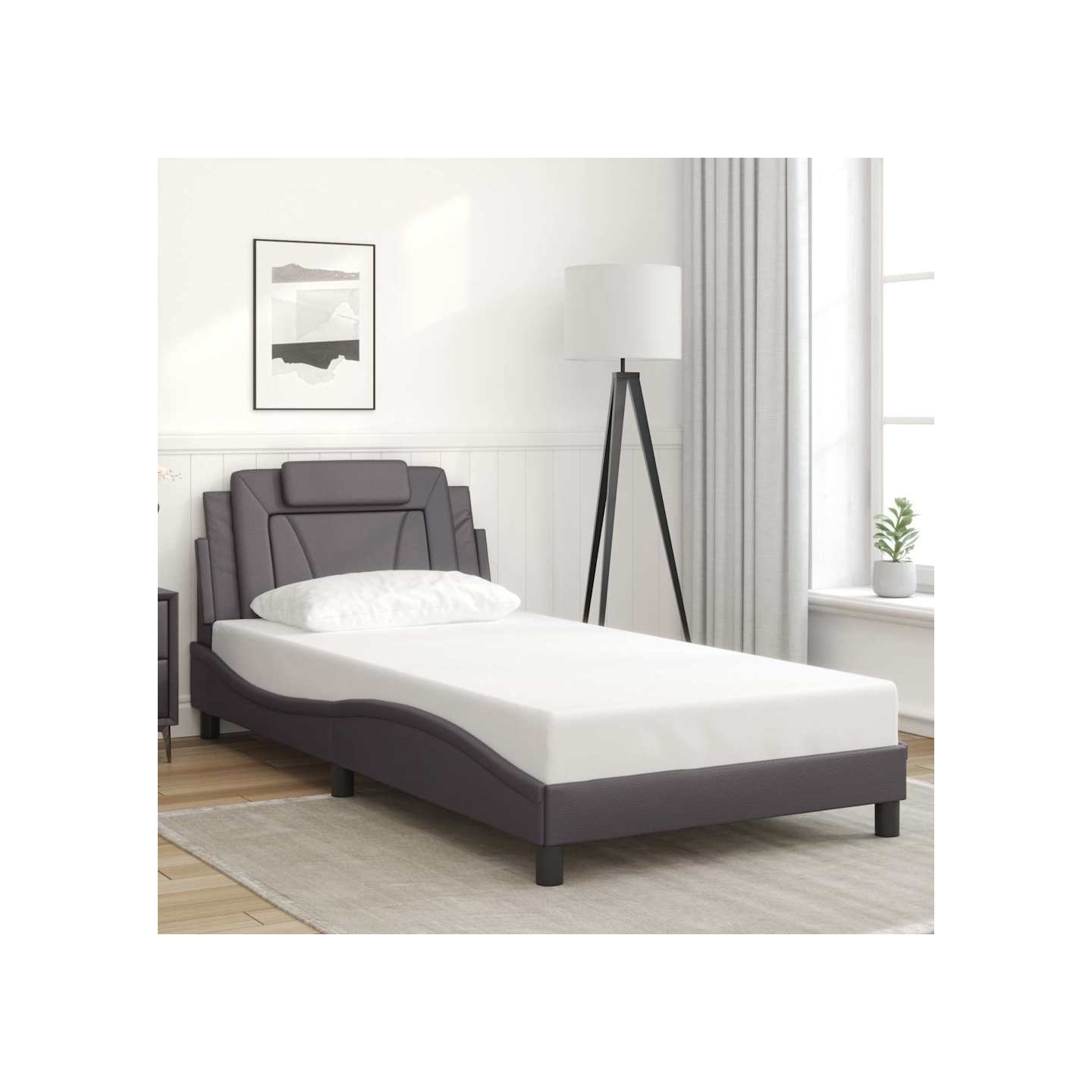 Cadre de lit Viana sans matelas gris 100x200 cm similicuir