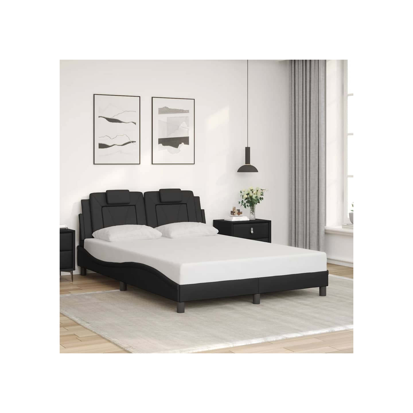 Cadre de lit Viana sans matelas noir 140x190 cm similicuir
