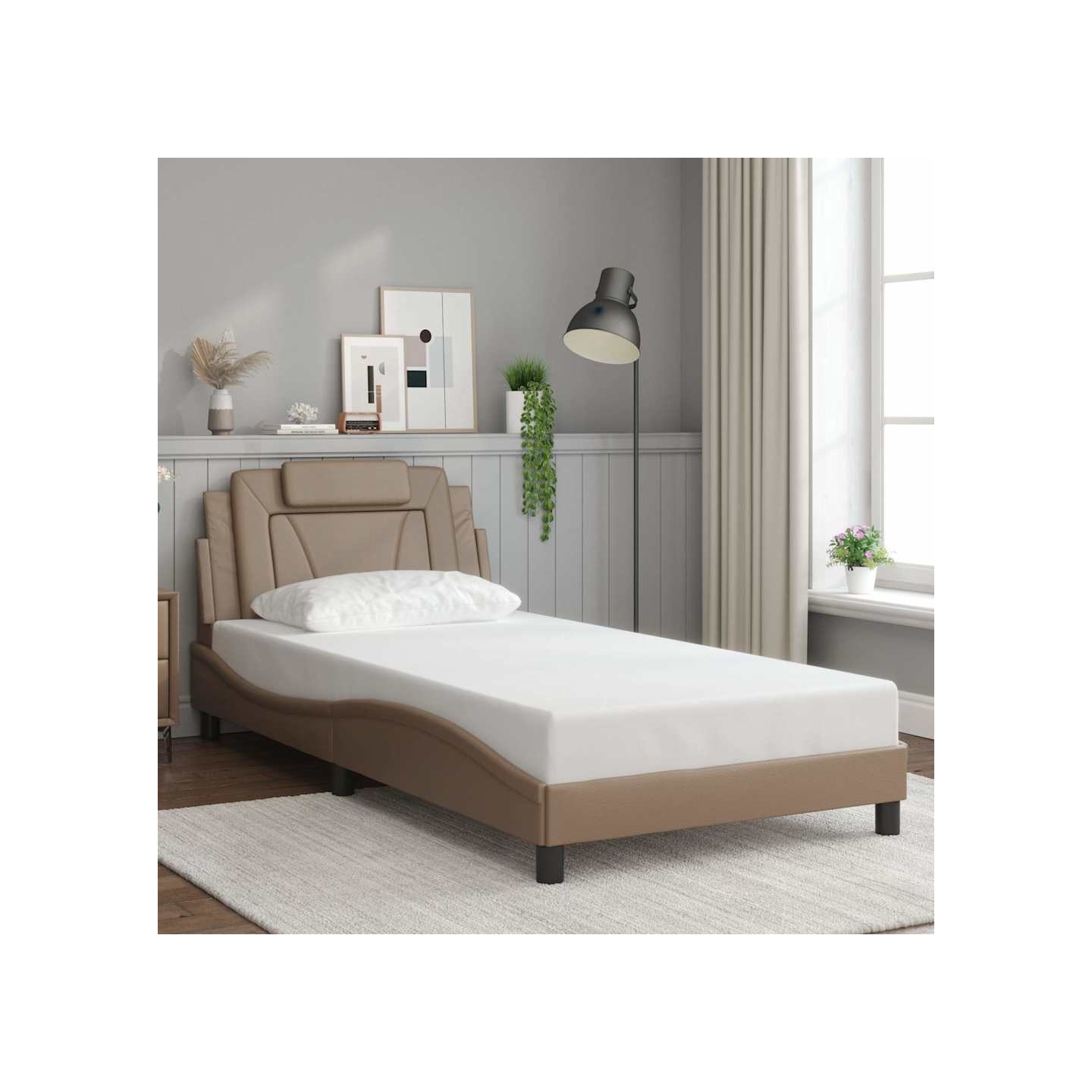 Cadre de lit Viana sans matelas cappuccino 100x200 cm similicuir