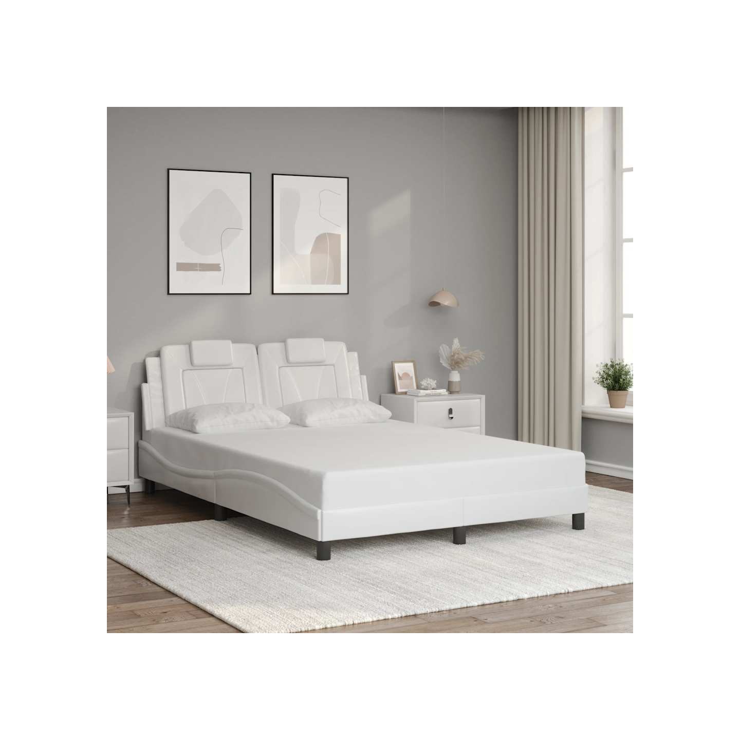 Cadre de lit Viana sans matelas blanc 140x190 cm similicuir