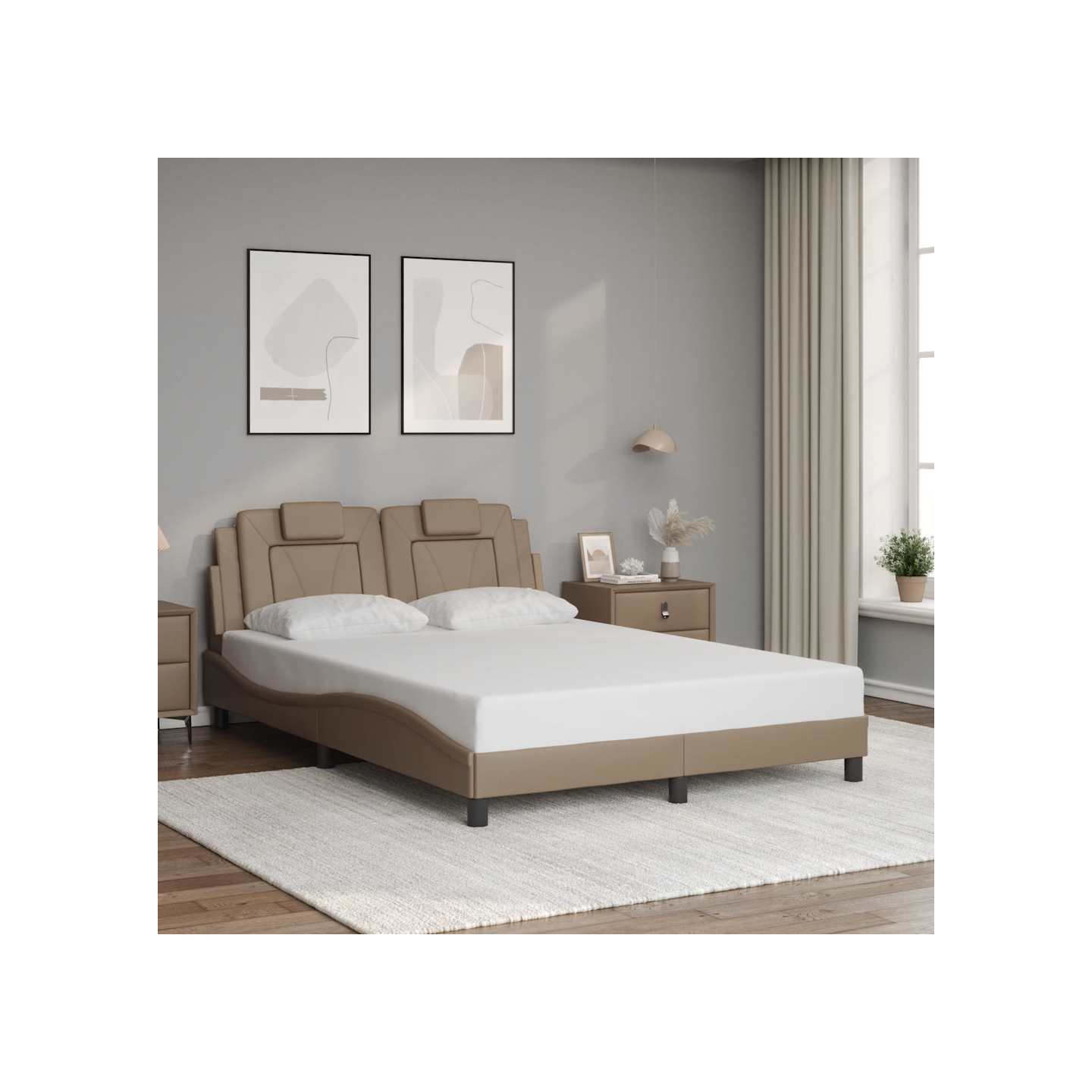 Cadre de lit Viana sans matelas cappuccino 140x190 cm similicuir