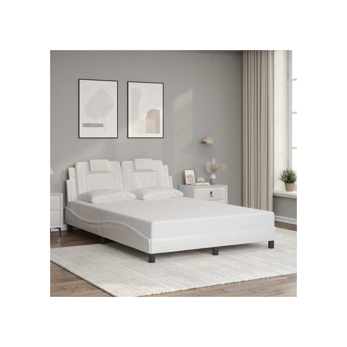 Cadre de lit Viana sans matelas blanc 140x200 cm similicuir