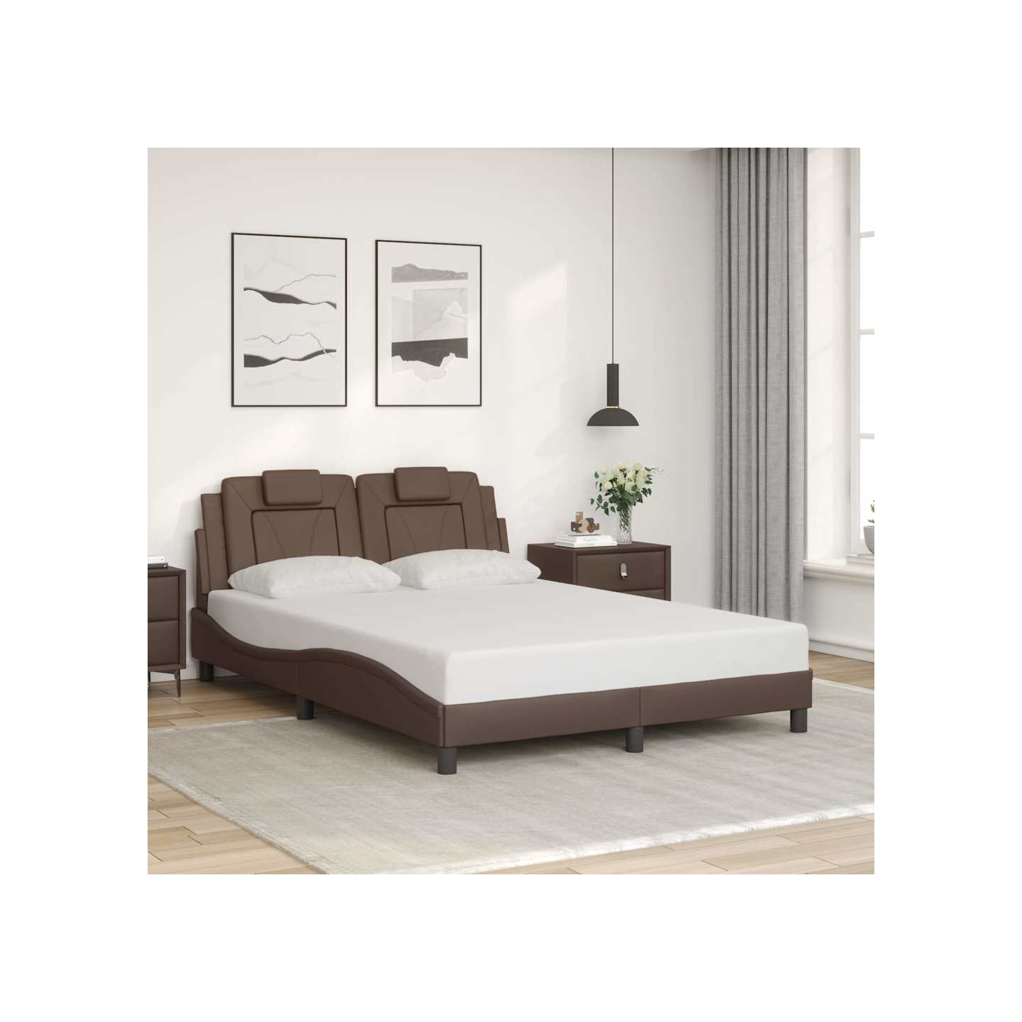 Cadre de lit Viana sans matelas marron 140x190 cm similicuir