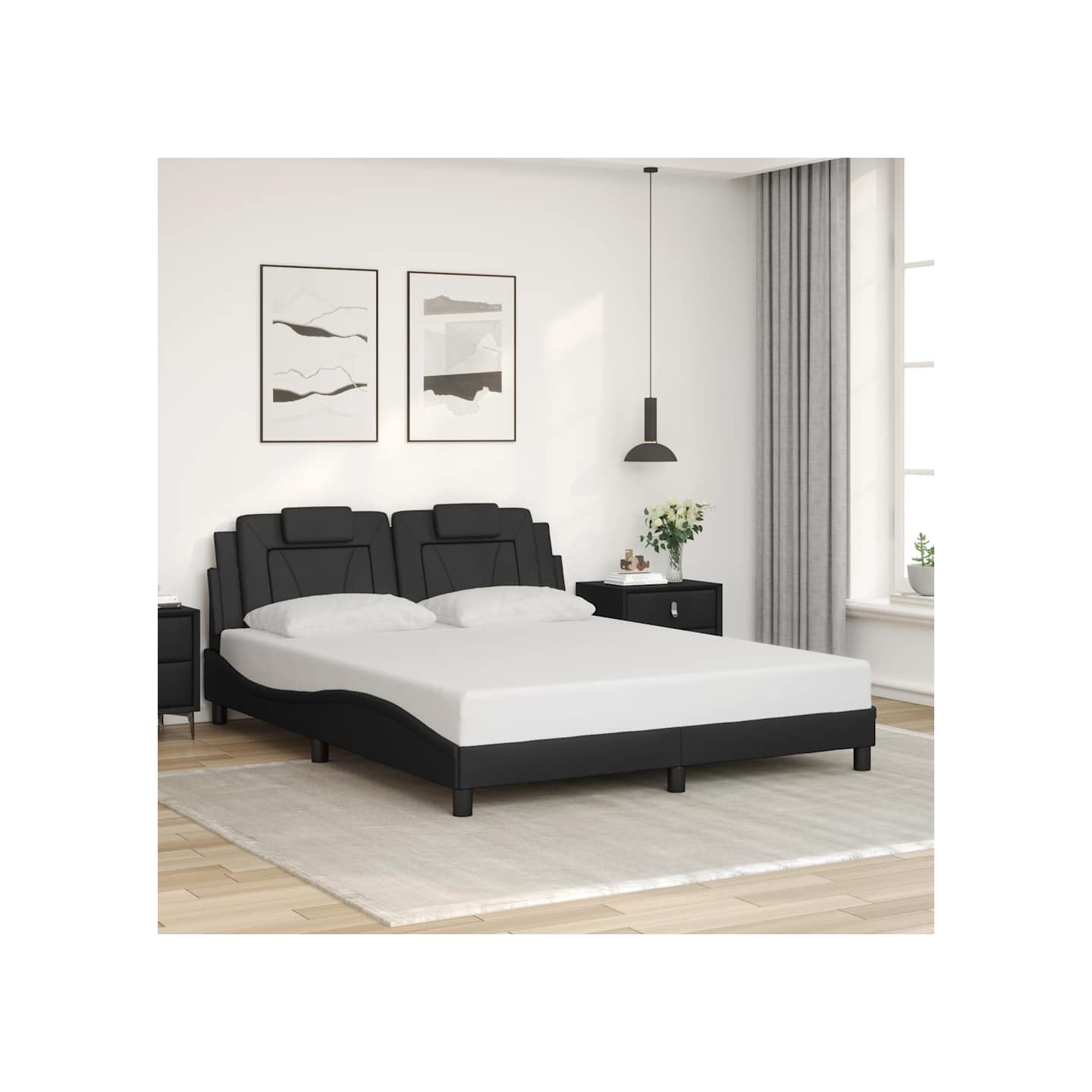 Cadre de lit Viana sans matelas noir 160x200 cm similicuir