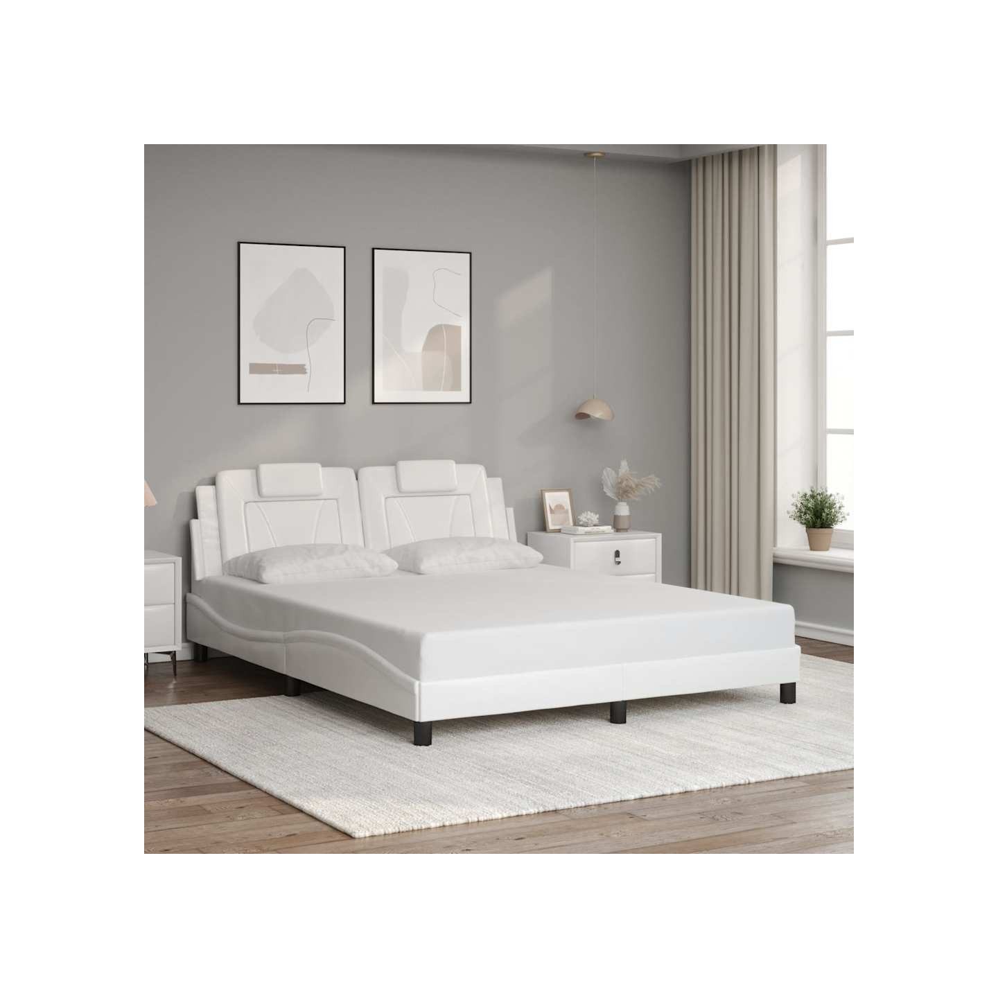 Cadre de lit Viana sans matelas blanc 160x200 cm similicuir