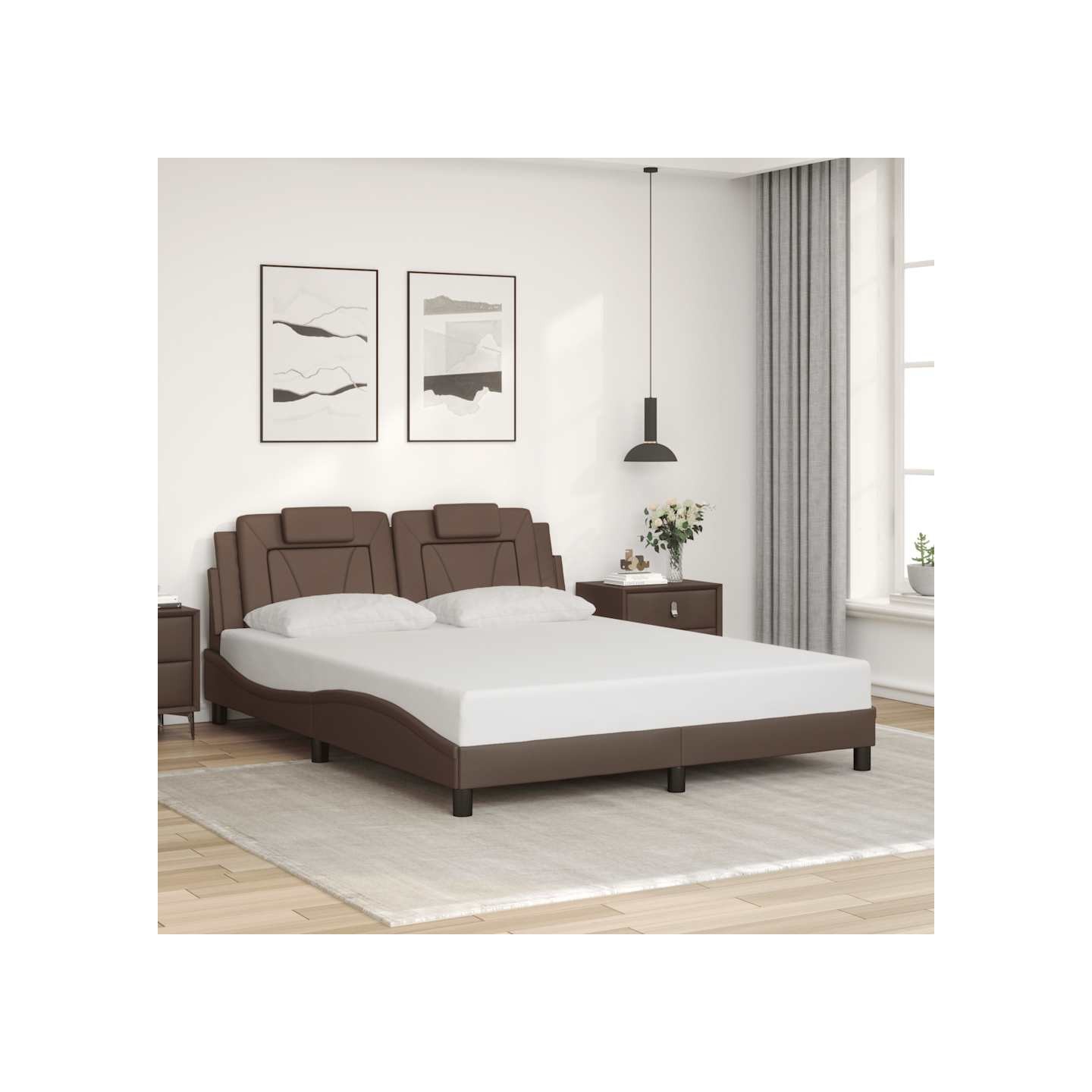 Cadre de lit Viana sans matelas marron 160x200 cm similicuir