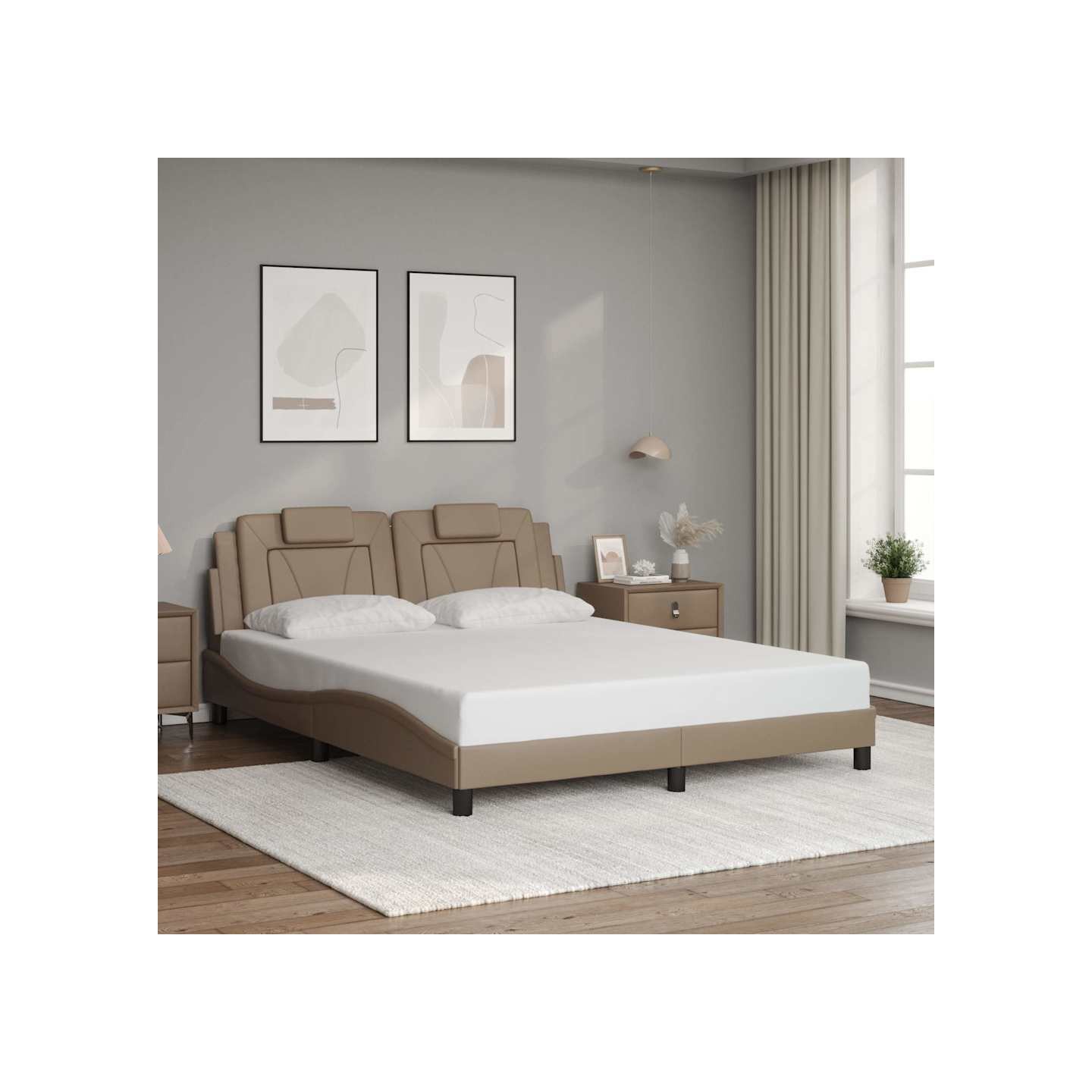 Cadre de lit Viana sans matelas cappuccino 160x200 cm similicuir