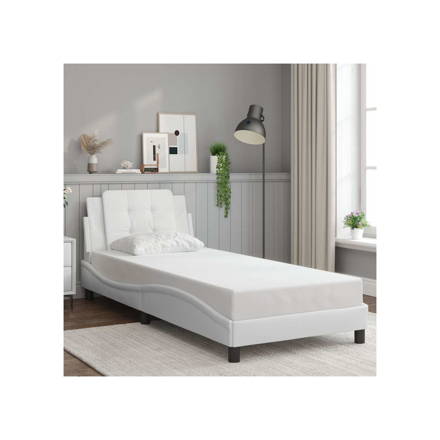 Cadre de lit sans matelas Zadar blanc 80x200 cm similicuir