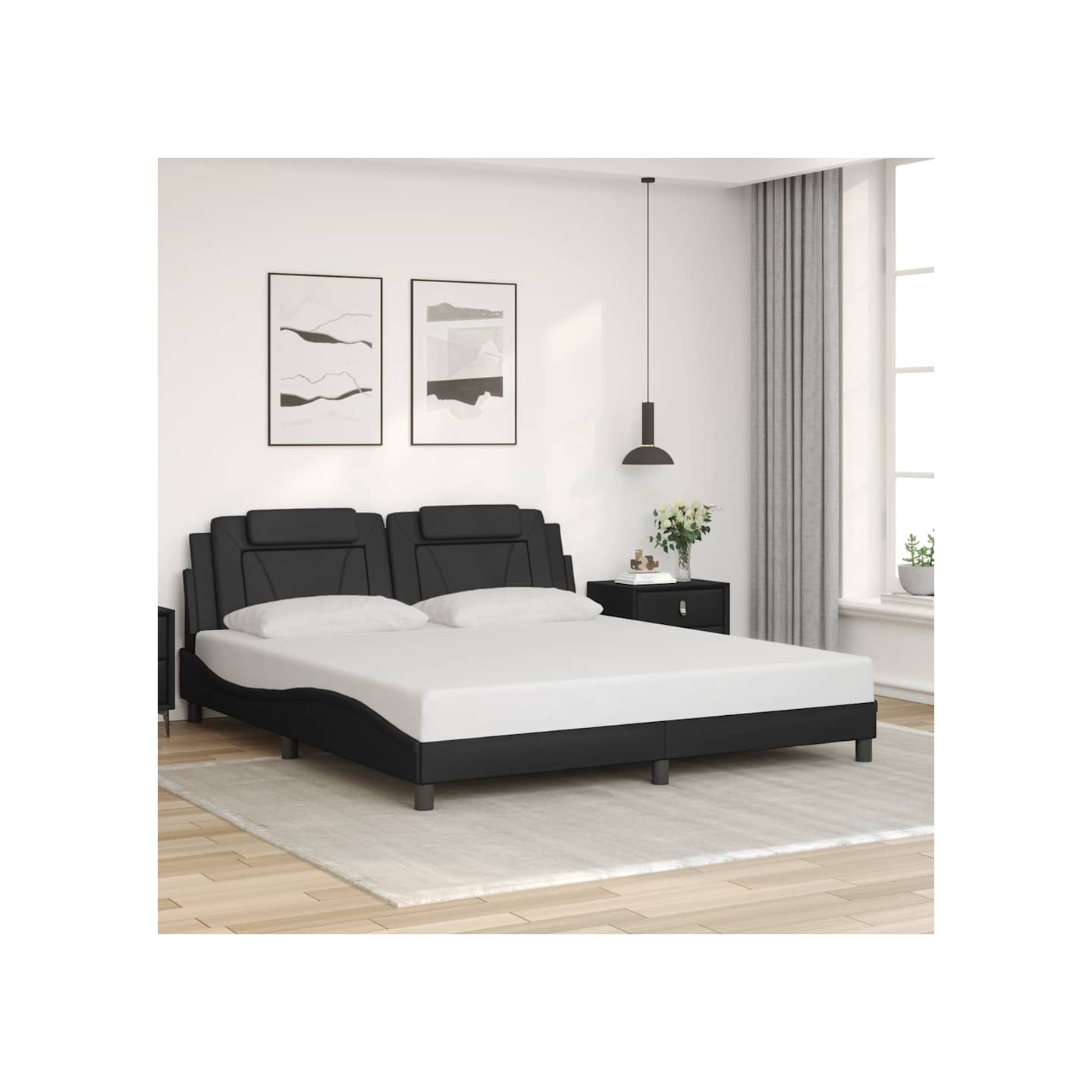 Cadre de lit Viana sans matelas noir 180x200 cm similicuir