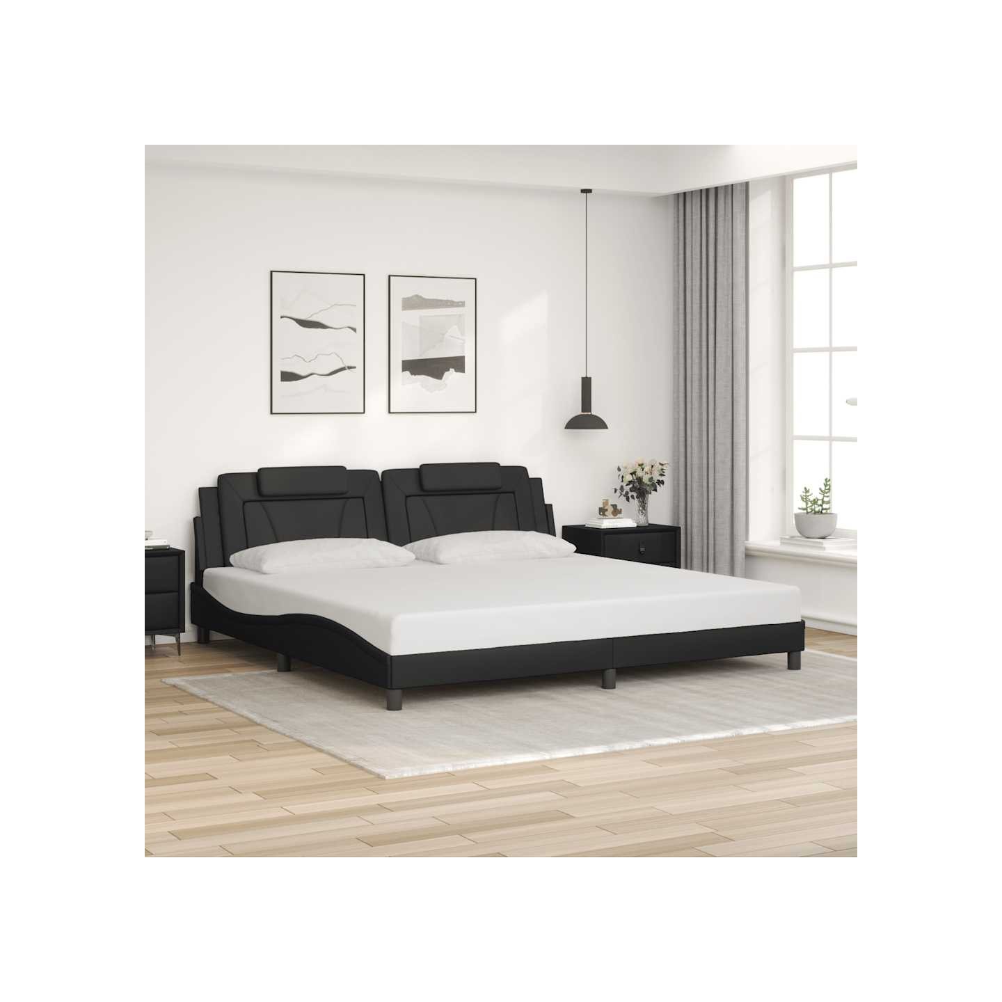 Cadre de lit Viana sans matelas noir 200x200 cm similicuir