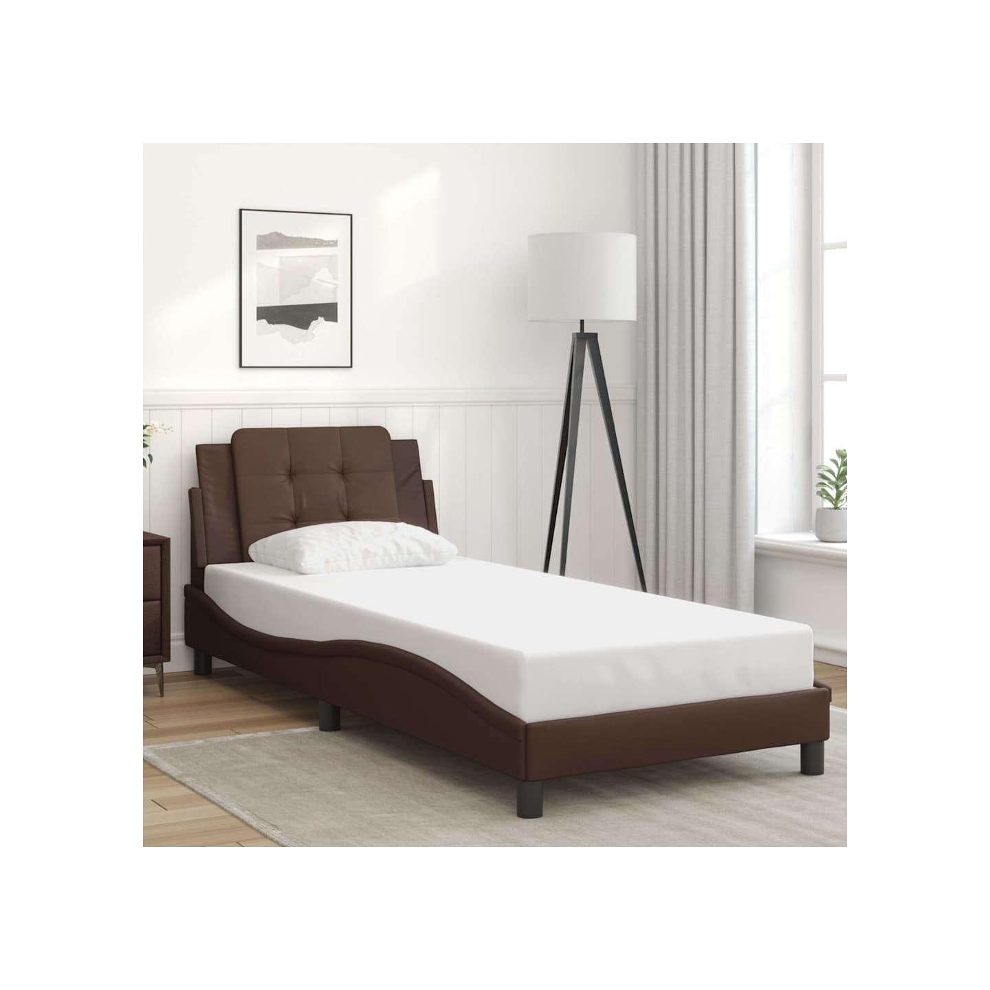 Cadre de lit sans matelas Zadar marron 80x200 cm similicuir
