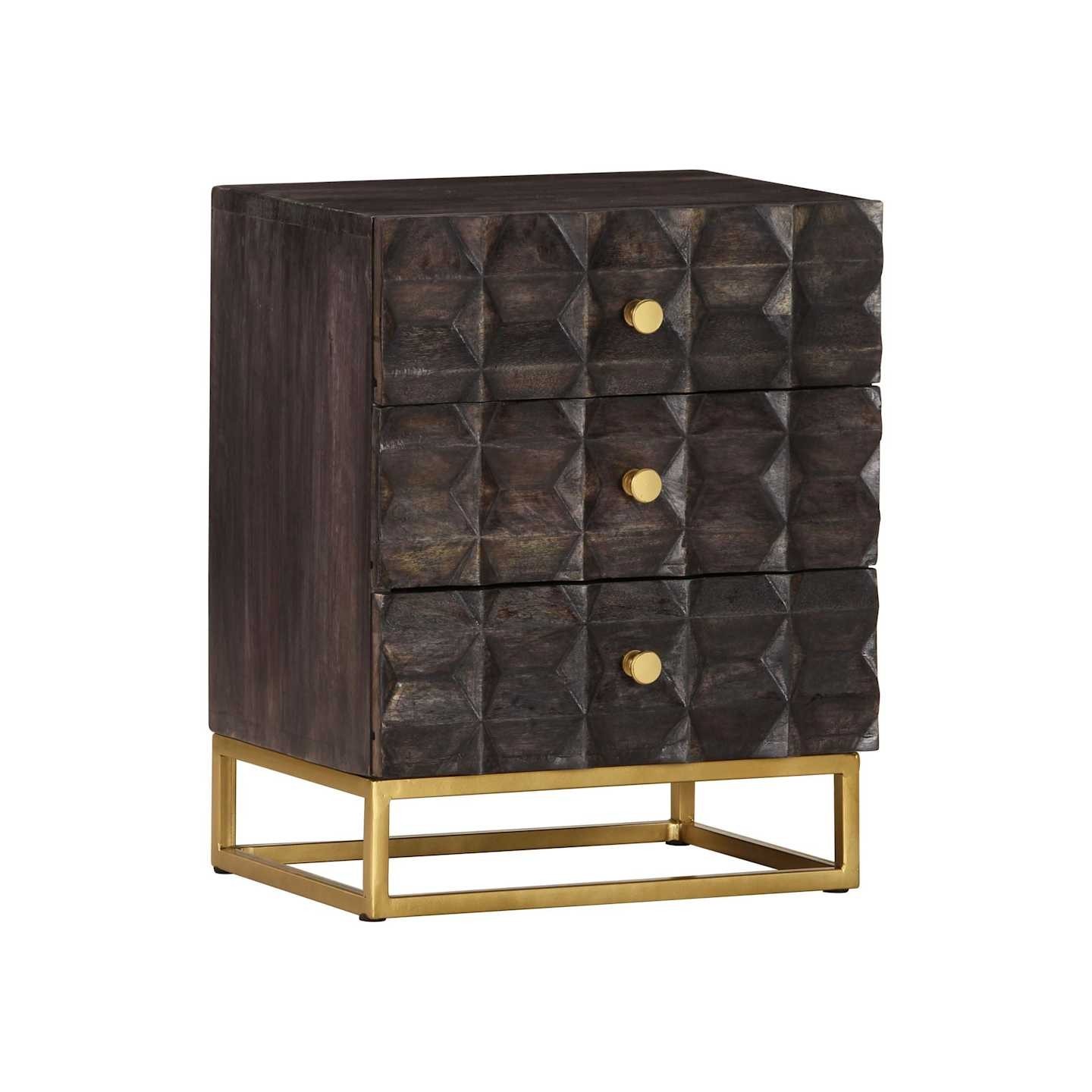Table de chevet Noir 40x30x50 cm Bois de manguier massif