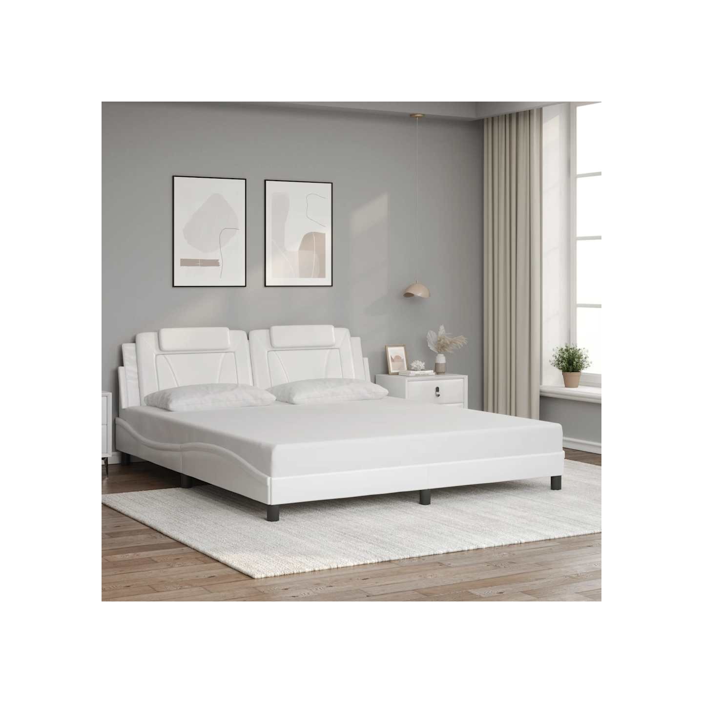 Cadre de lit Viana sans matelas blanc 180x200 cm similicuir