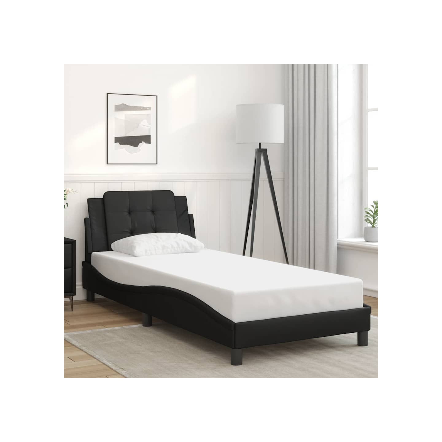 Cadre de lit sans matelas Zadar noir 90x190 cm similicuir