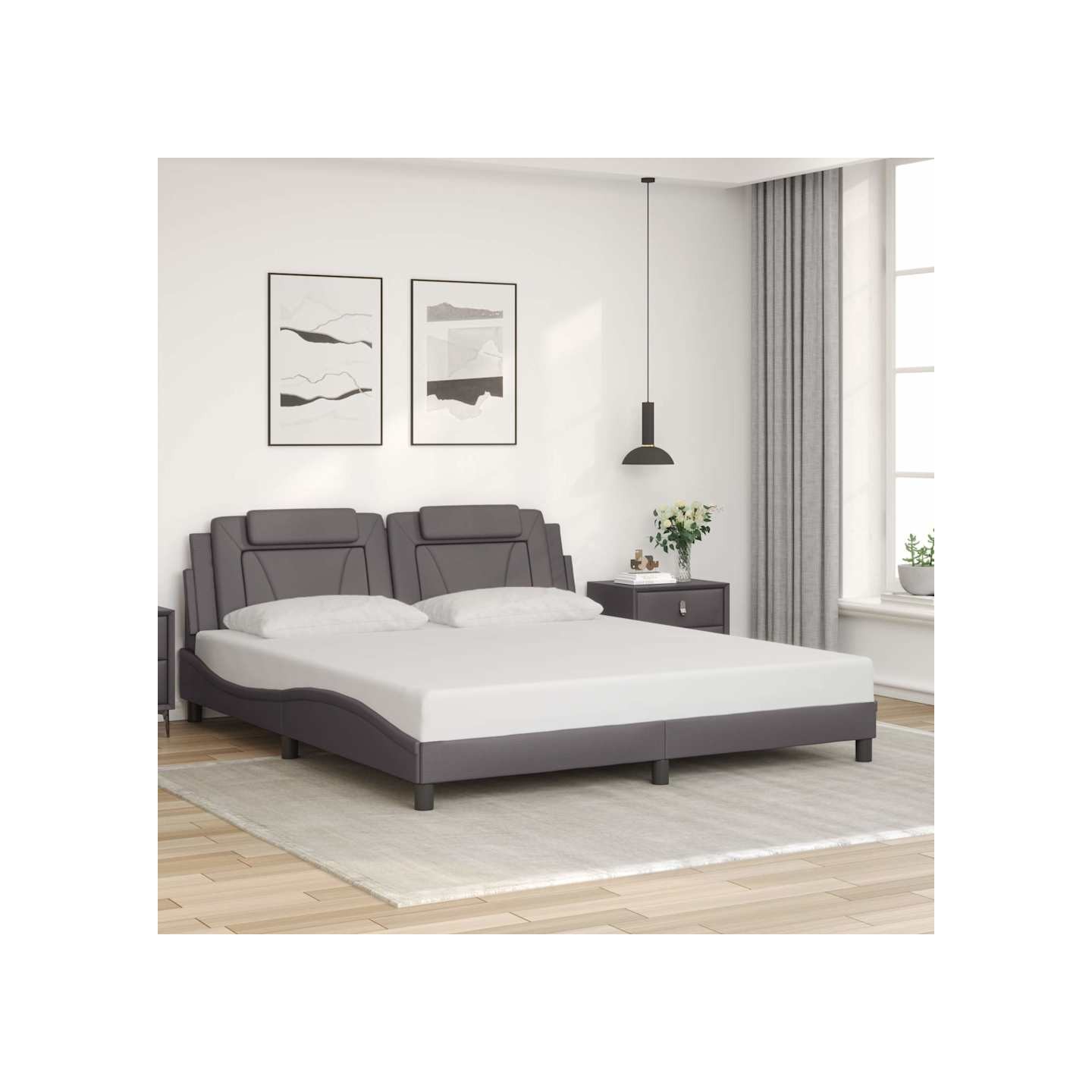 Cadre de lit Viana sans matelas gris 180x200 cm similicuir