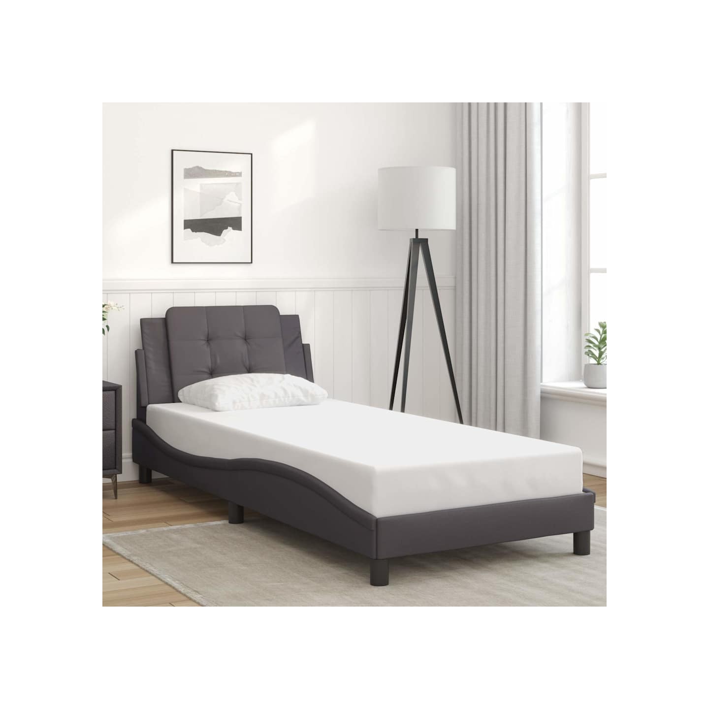 Cadre de lit sans matelas Zadar gris 100x200 cm similicuir