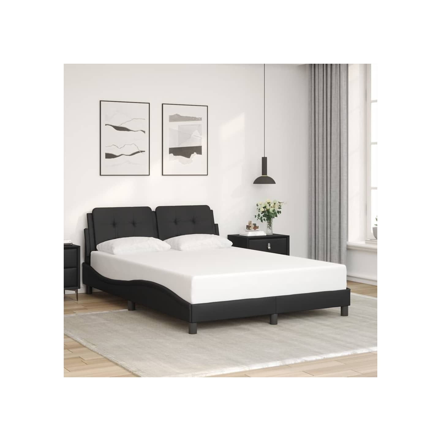 Cadre de lit sans matelas Zadar noir 120x200 cm similicuir