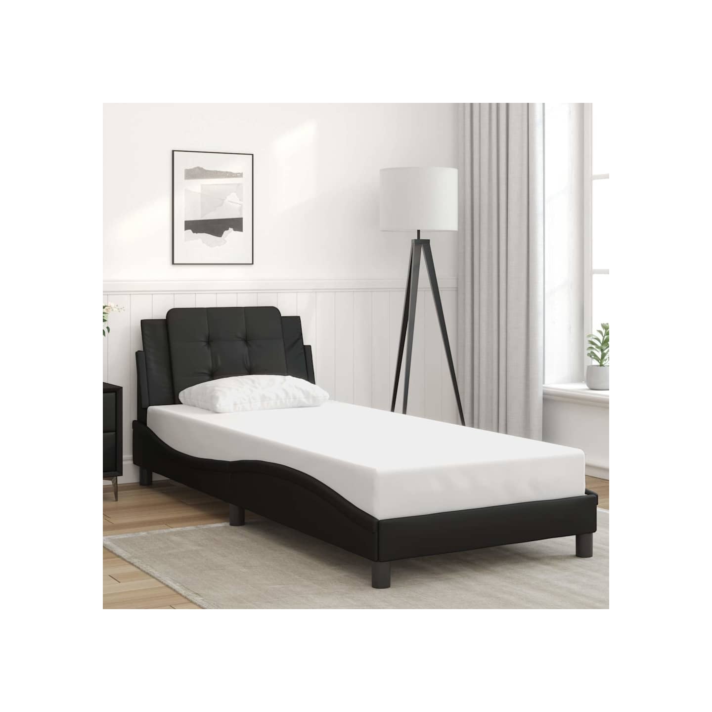 Cadre de lit sans matelas Zadar noir 90x200 cm similicuir