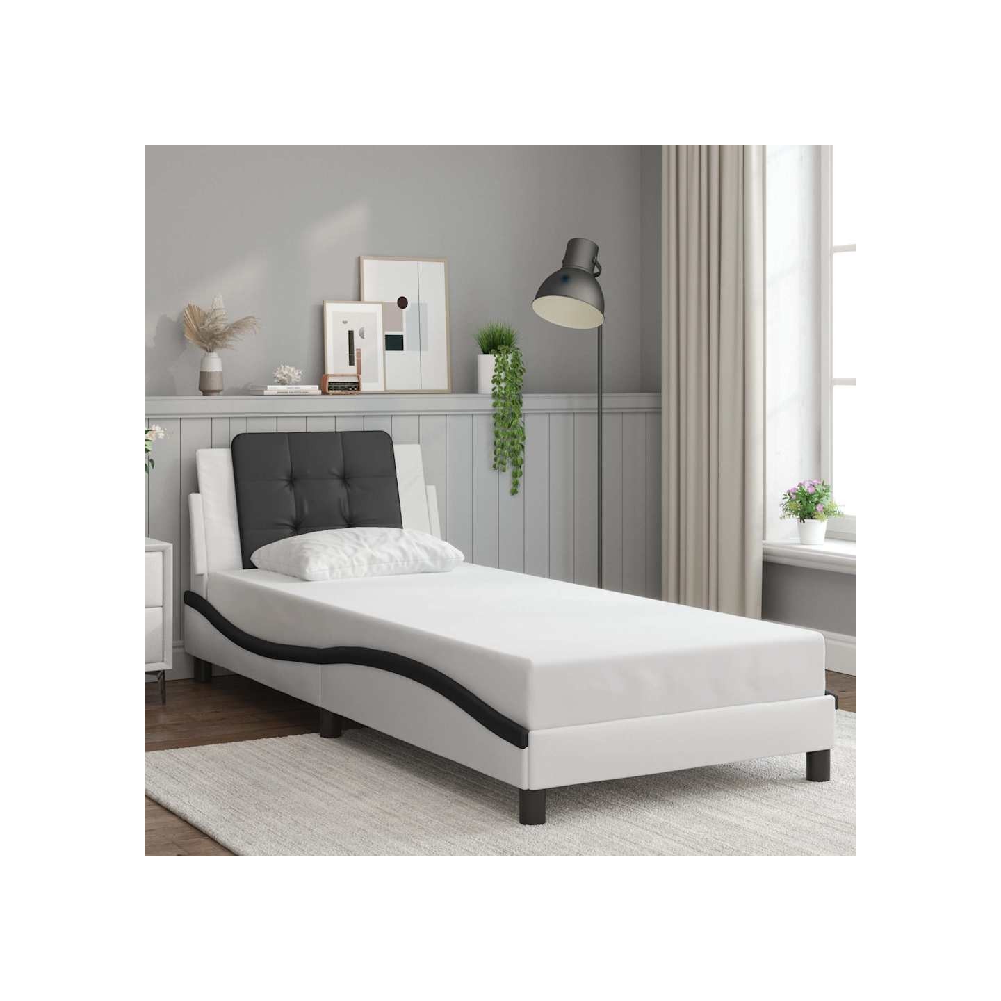 Cadre de lit sans matelas Zadar blanc et noir 90x200 cm similicuir