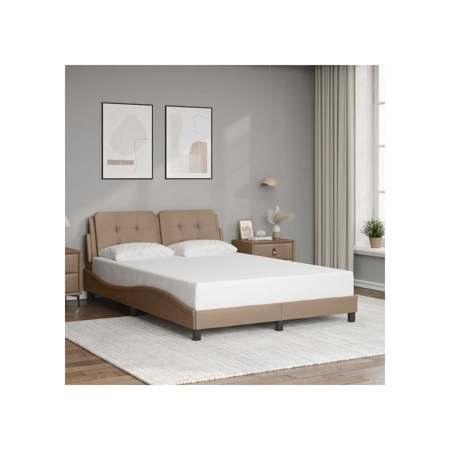 Cadre de lit sans matelas Zadar cappuccino 140x190 cm similicuir