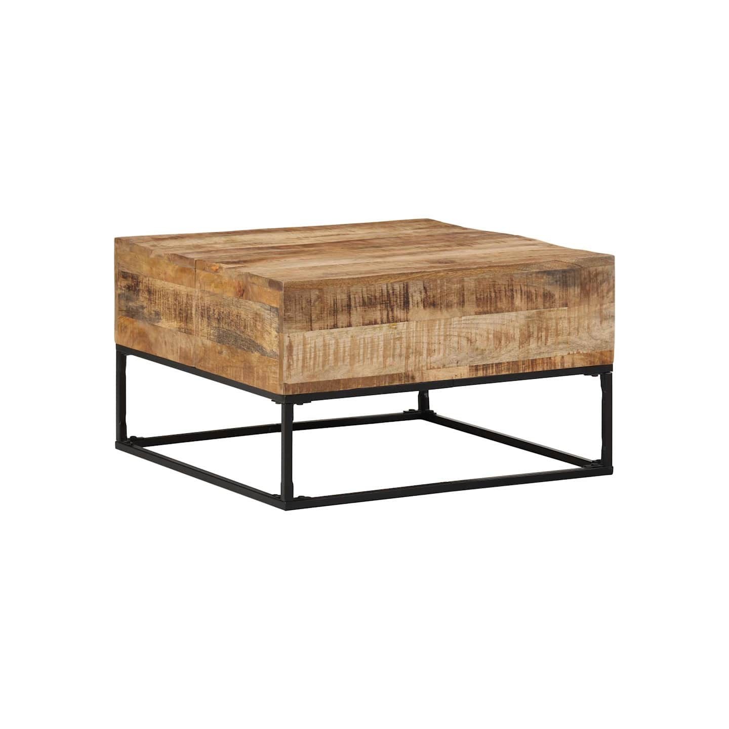 Table basse 68x68x41 cm Bois de manguier brut