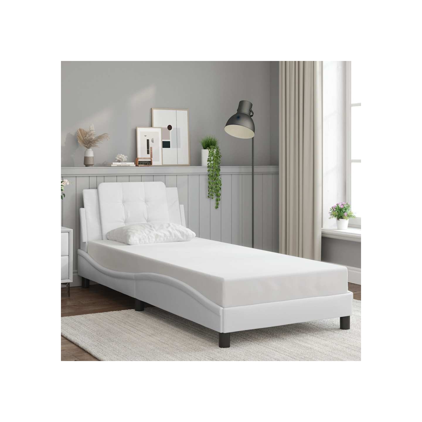 Cadre de lit sans matelas Zadar blanc 100x200 cm similicuir